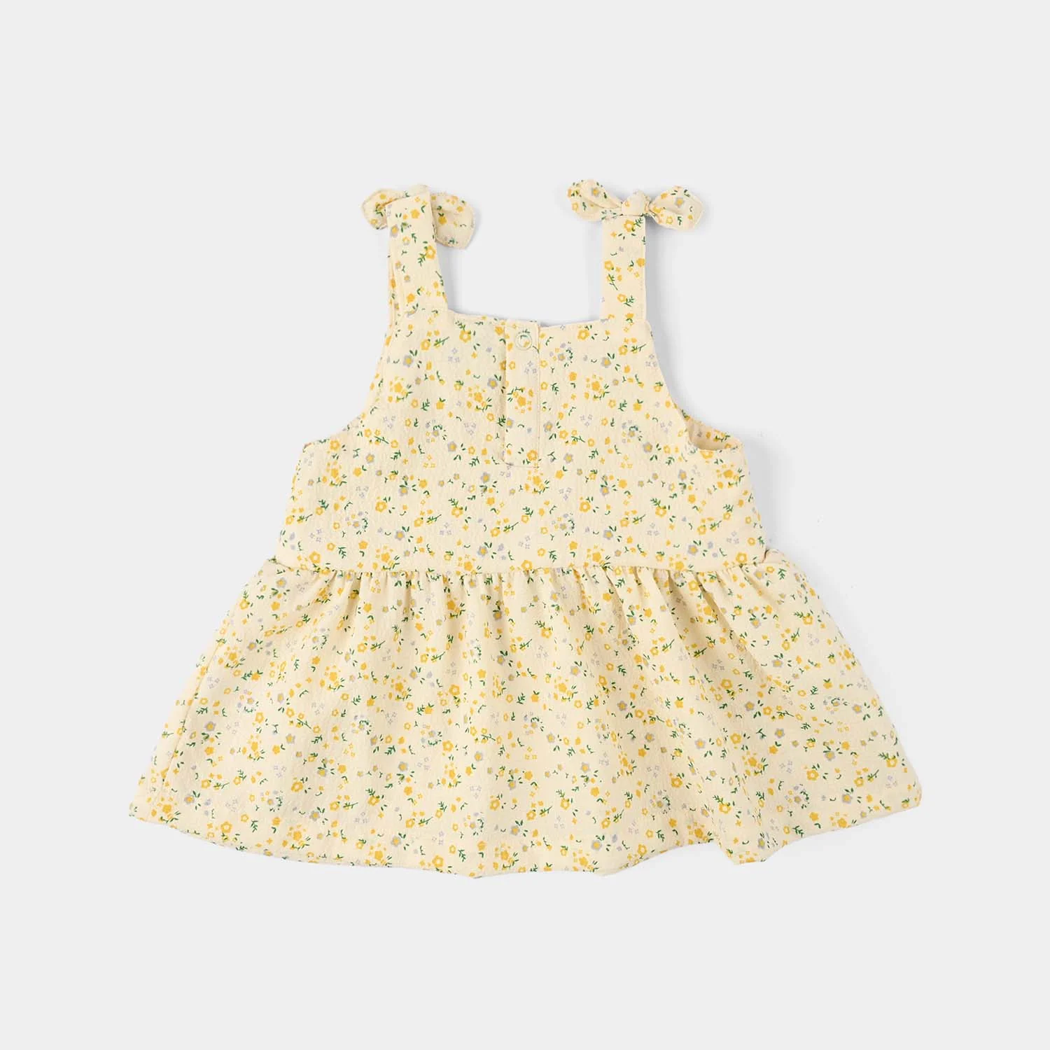 Infant Girls Cotton Jacquard 2 Pc Suit (Flower) - Yellow - Image 4