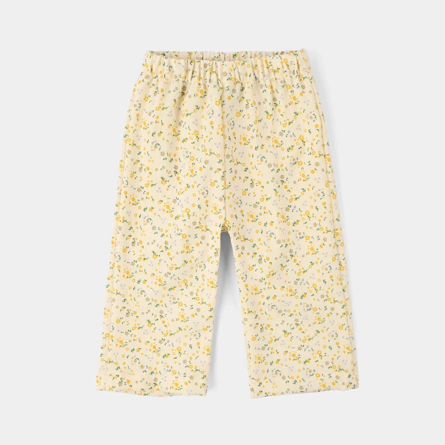 Infant Girls Cotton Jacquard 2 Pc Suit (Flower) - Yellow - Image 5