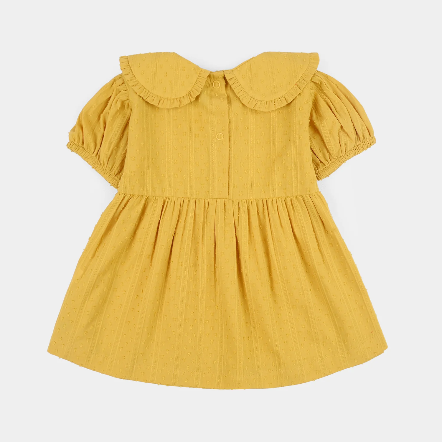 Infant Girls Cotton Jacquard 2 Pc Suit - Mustard - Image 7
