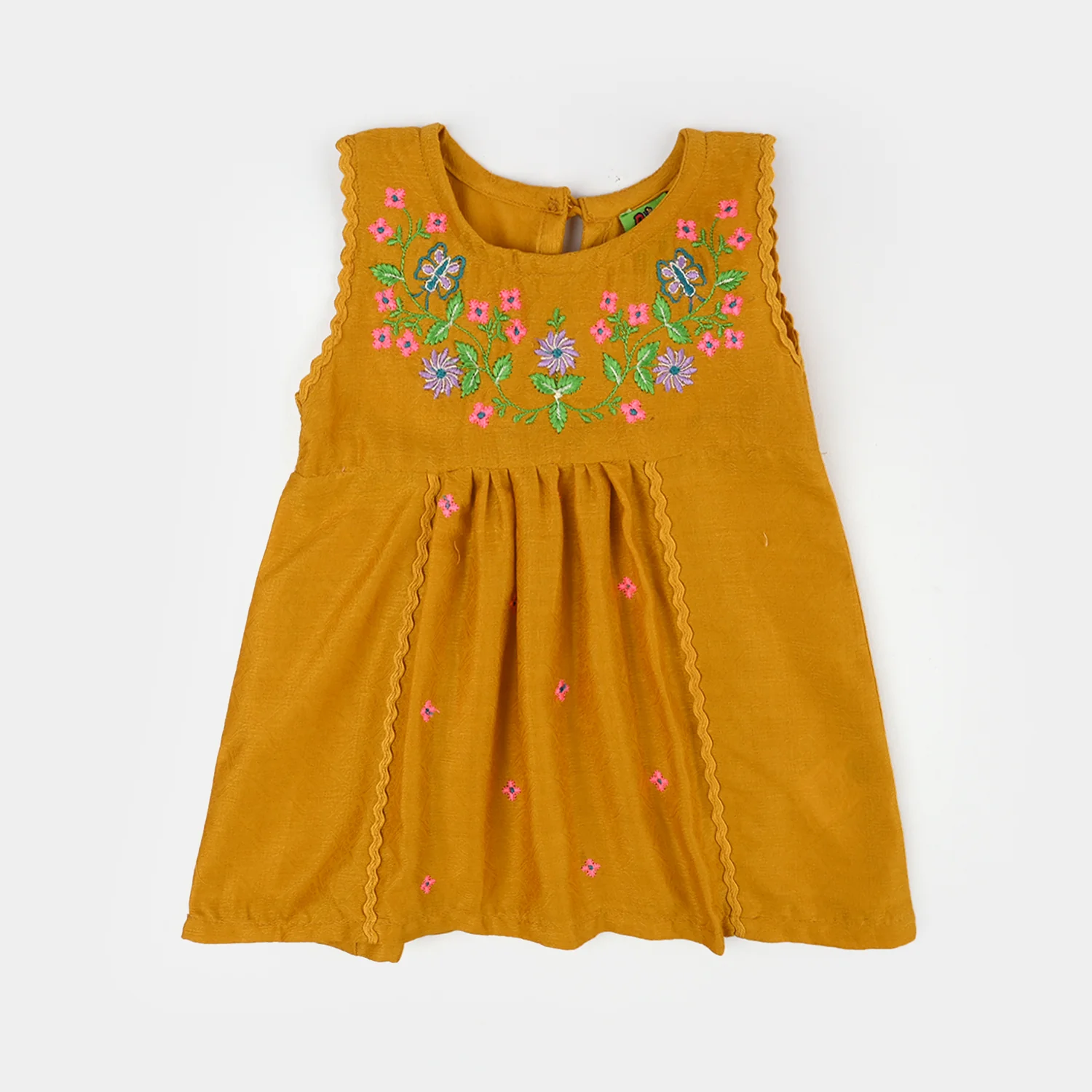 Infant Girls Cotton Jacquard Emb 2Pcs Little Diva-Mustard - Image 5