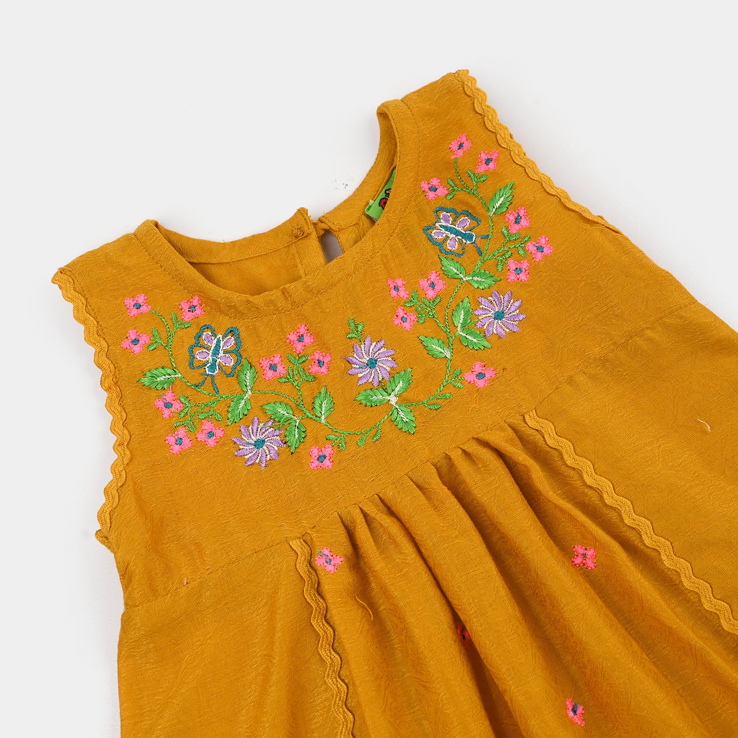 Infant Girls Cotton Jacquard Emb 2Pcs Little Diva-Mustard - Image 6