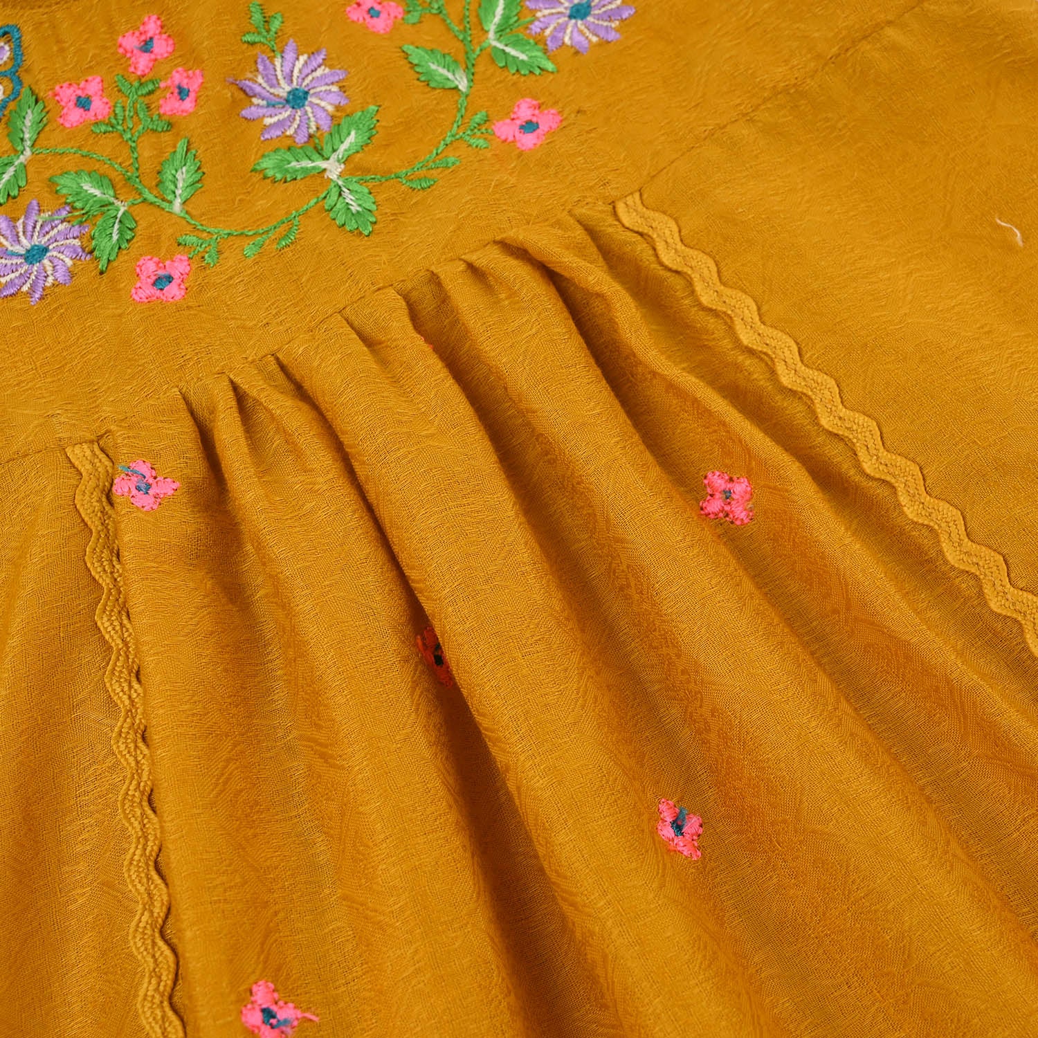 Infant Girls Cotton Jacquard Emb 2Pcs Little Diva-Mustard - Image 8