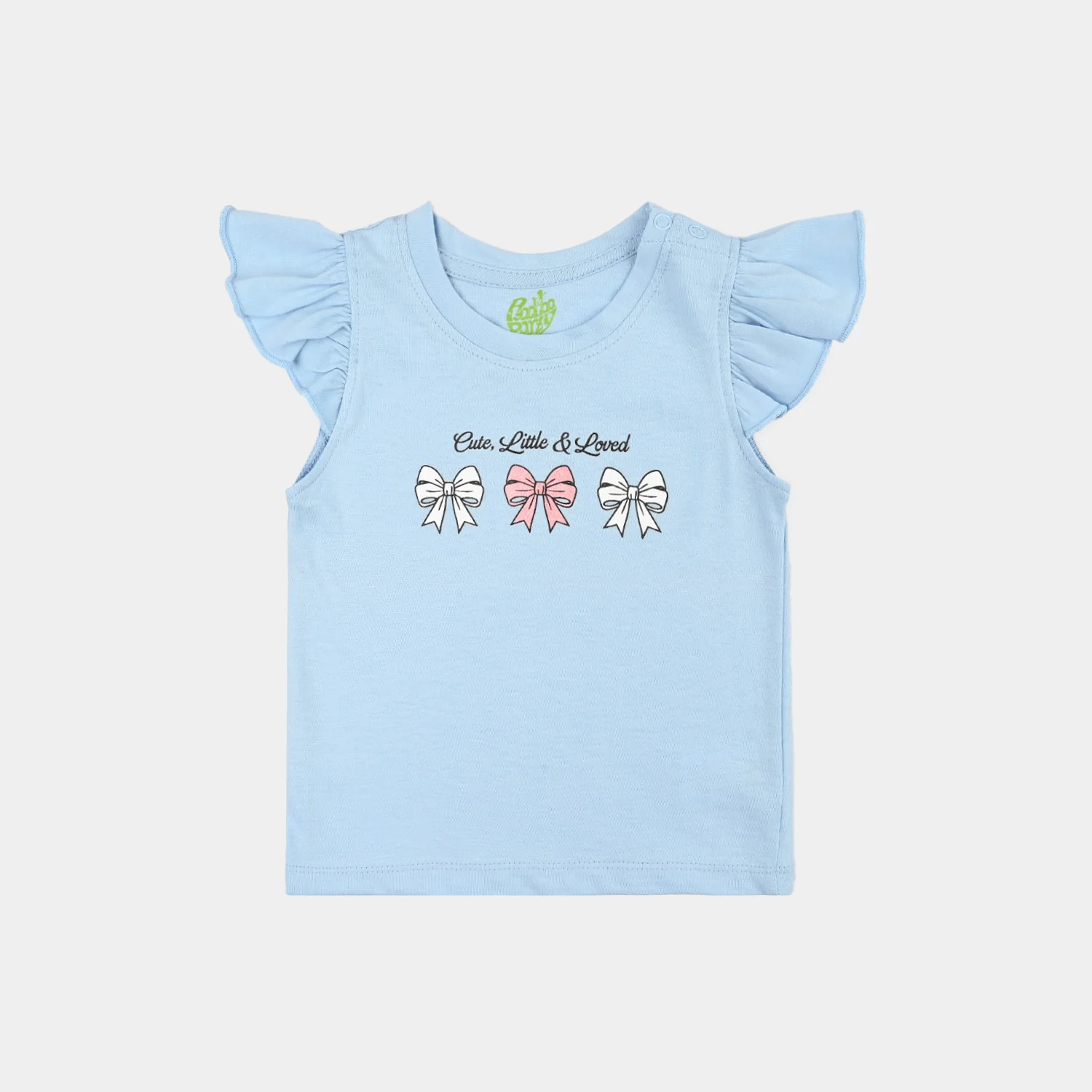 Infant Girls Cotton Jersey 2 Piece Set Bow Set-White.Pink - Image 3