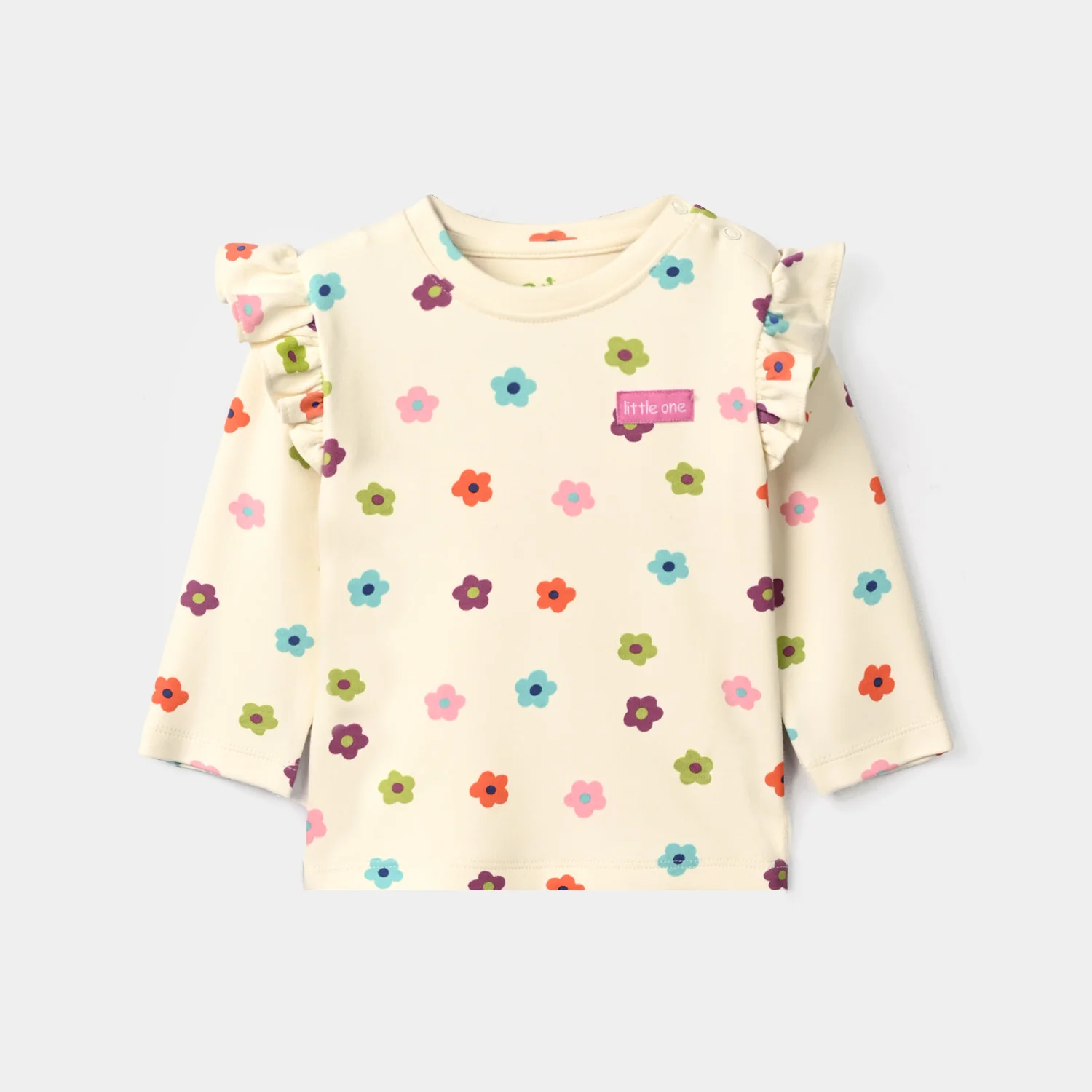 Infant Girls Cotton Jersey 2Pcs Suit Little one-White - Image 3