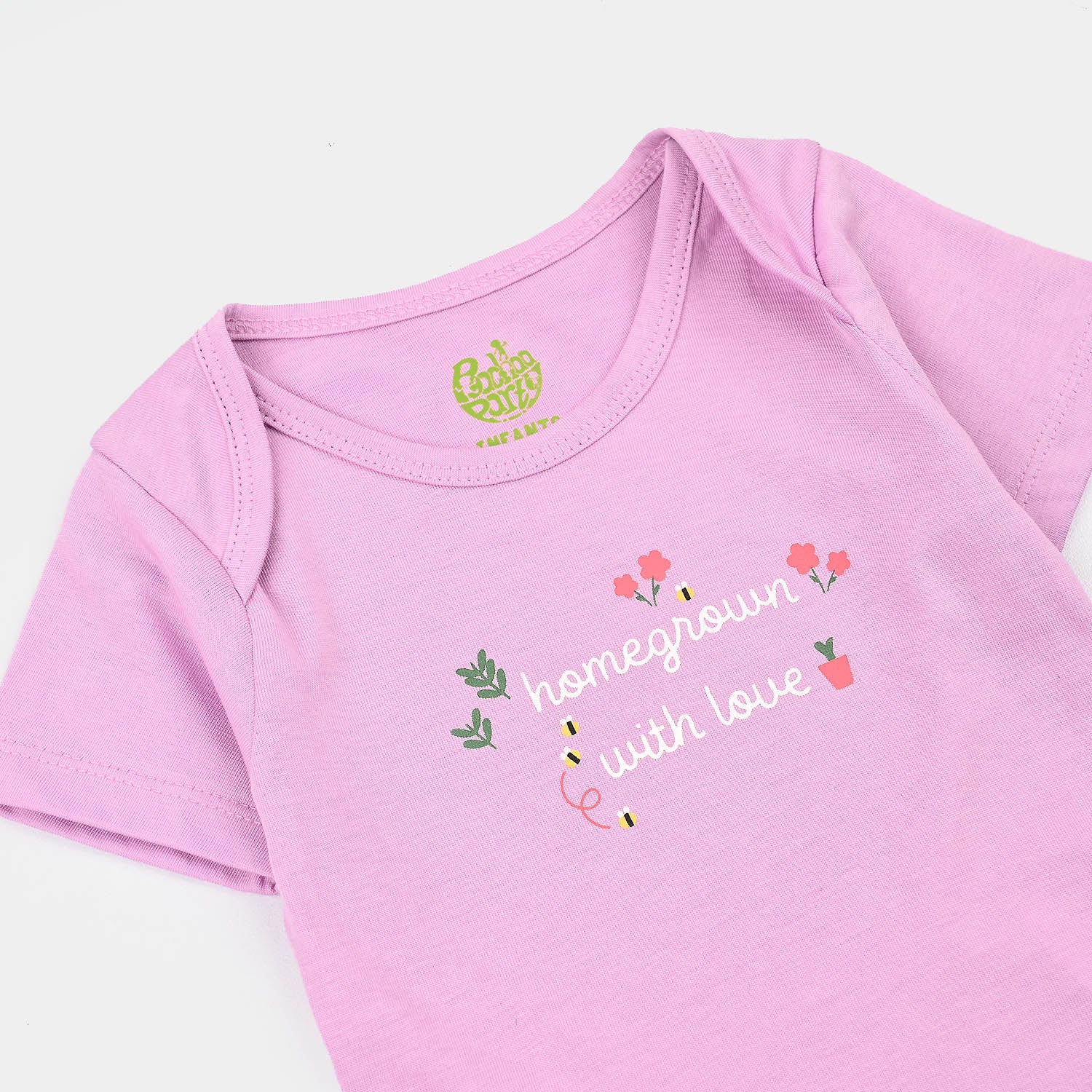 Infant Girls Cotton Jersey 2Piece Set HOME GROWN-Purple.White - Image 3