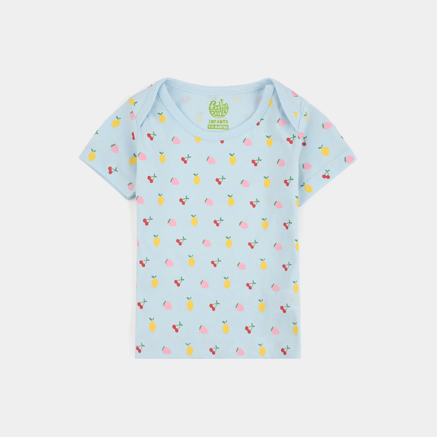 Infant Girls Cotton Jersey T-Shirt Set (Fruits Pack of 3) - Blue/Red/Multi - Image 2