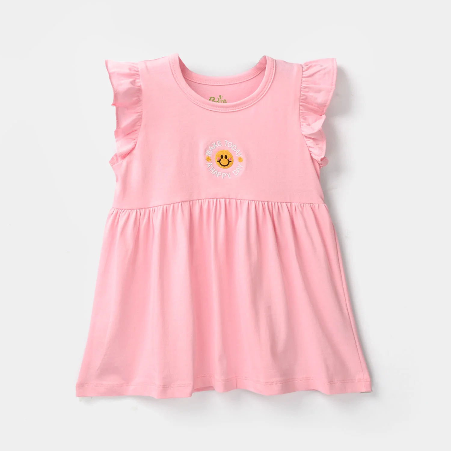 Infant Girls Cotton Jersey Knitted Frock - Pink - Image 3