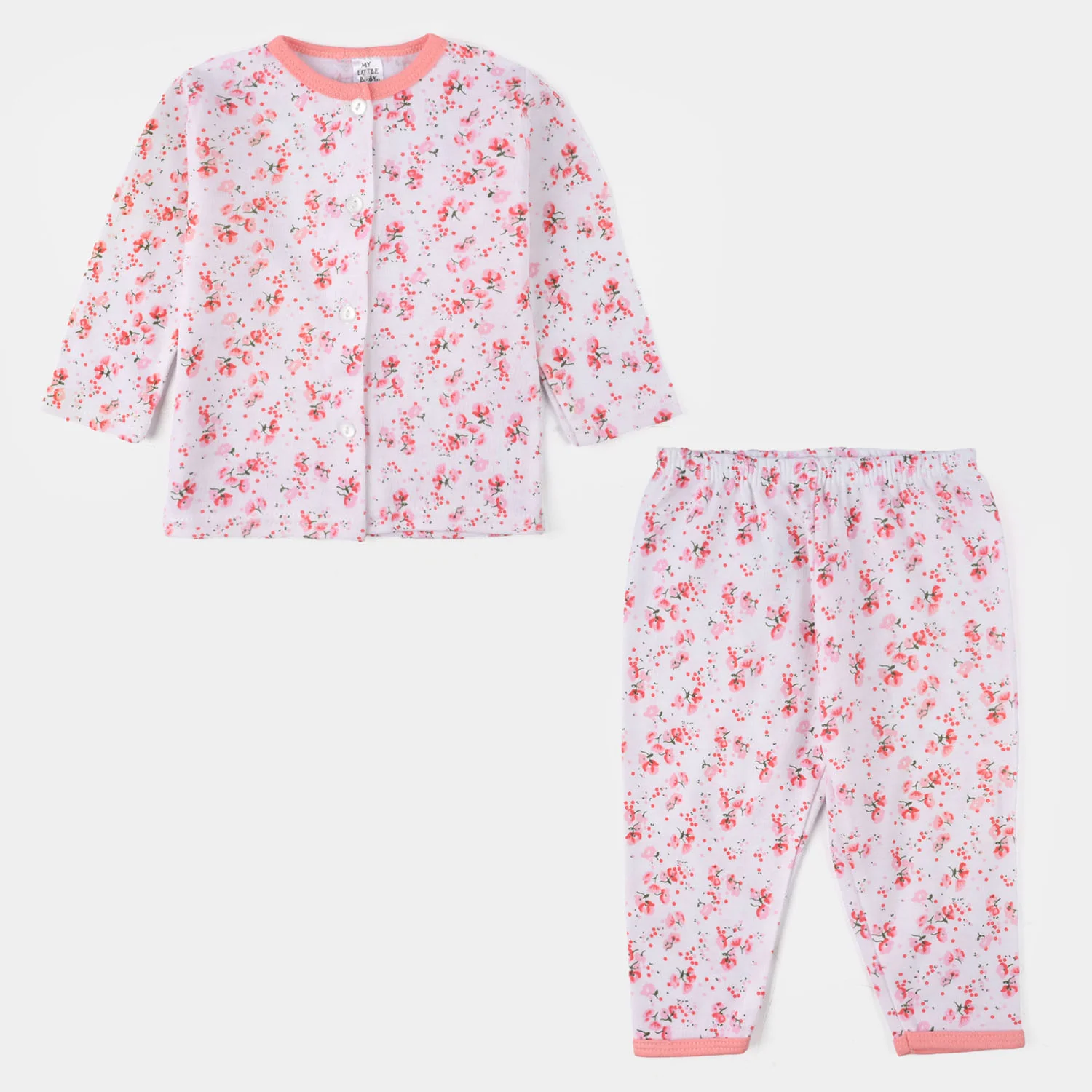 Infant Girls Cotton Jersey Night Suit - Pink