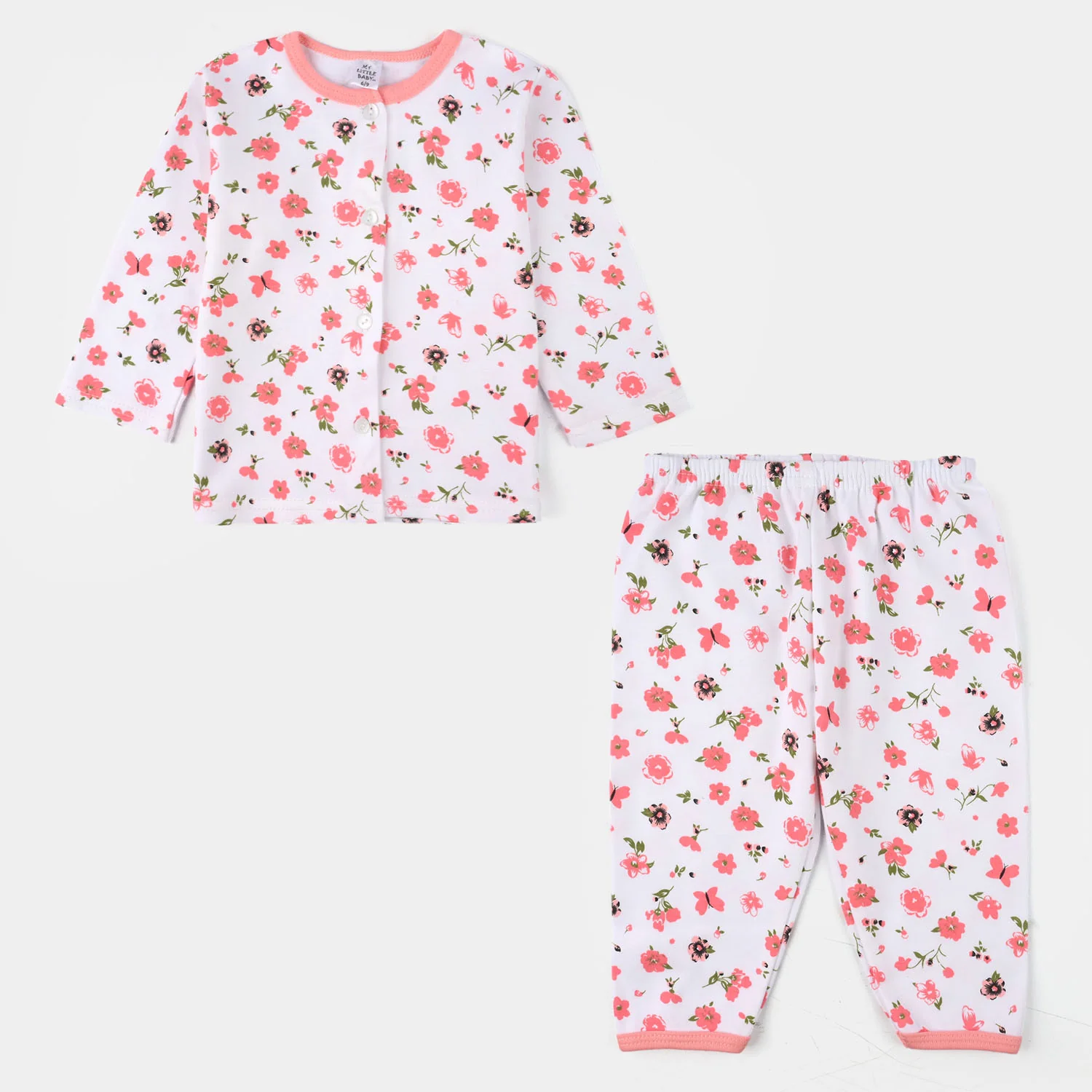 Infant Girls Cotton Jersey Night Suit - Pink