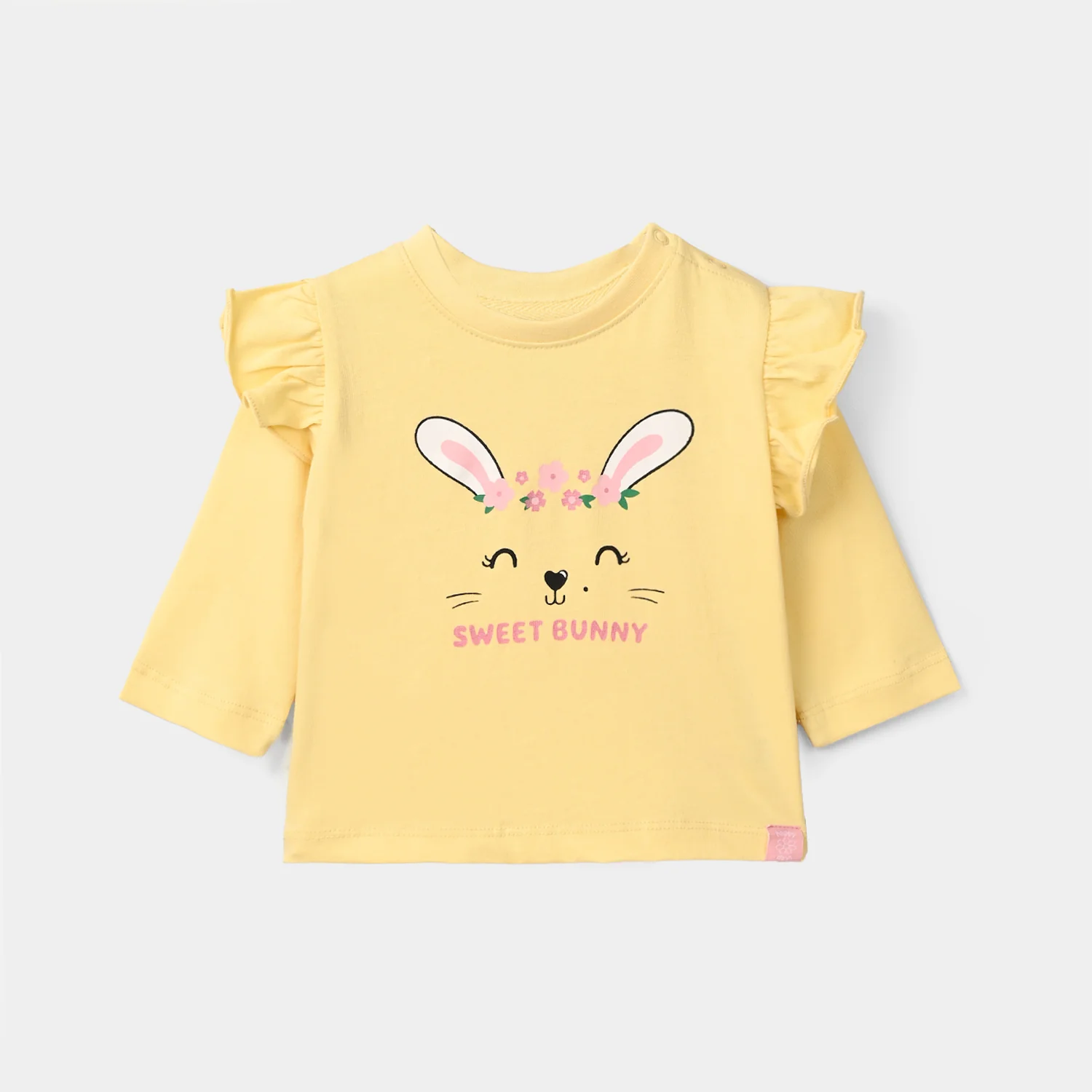 Infant Girls Cotton Jersey T-Shirt F/S Sweet Bunny-Gold.Haze