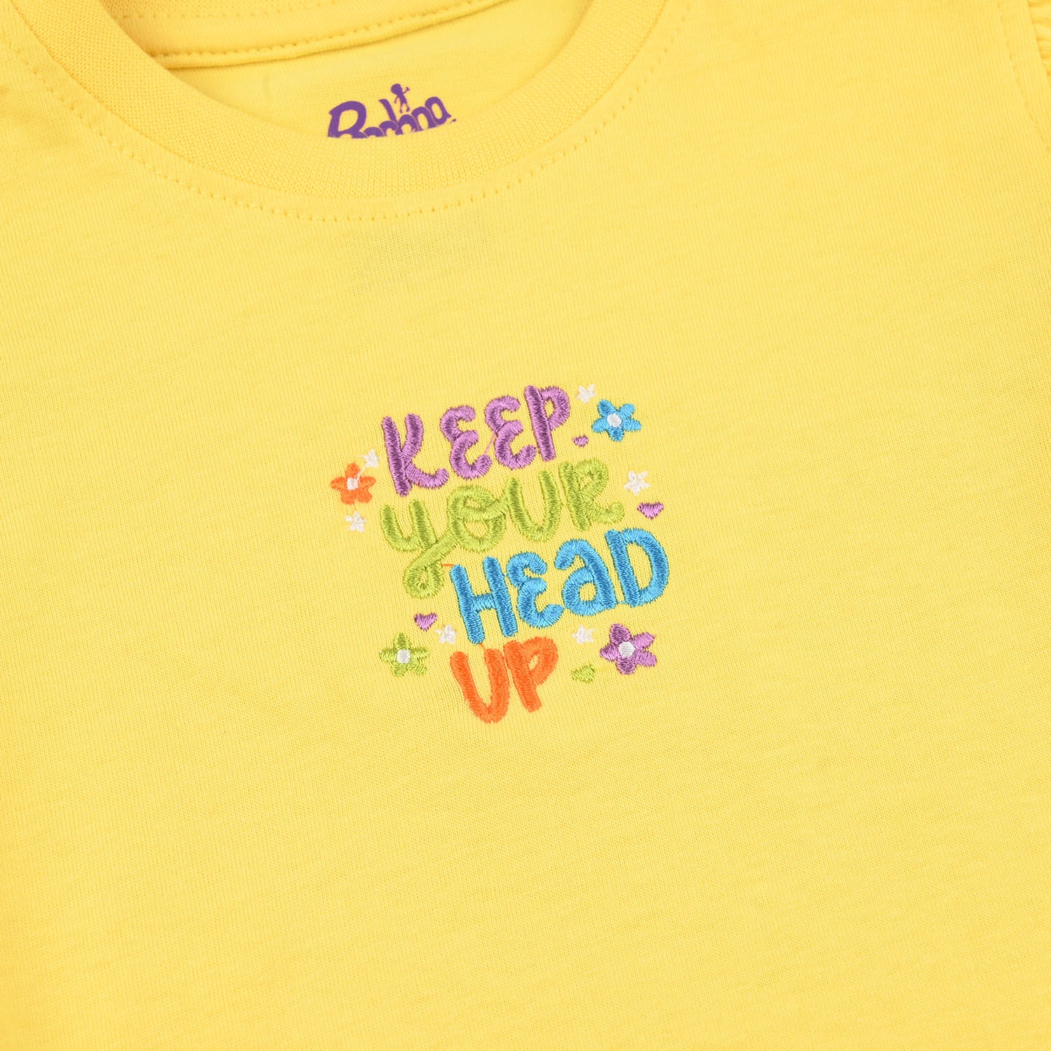 Infant Girls Cotton Jersey T-Shirt (KEEP YOUR HEAD UP) - Yellow - Image 3