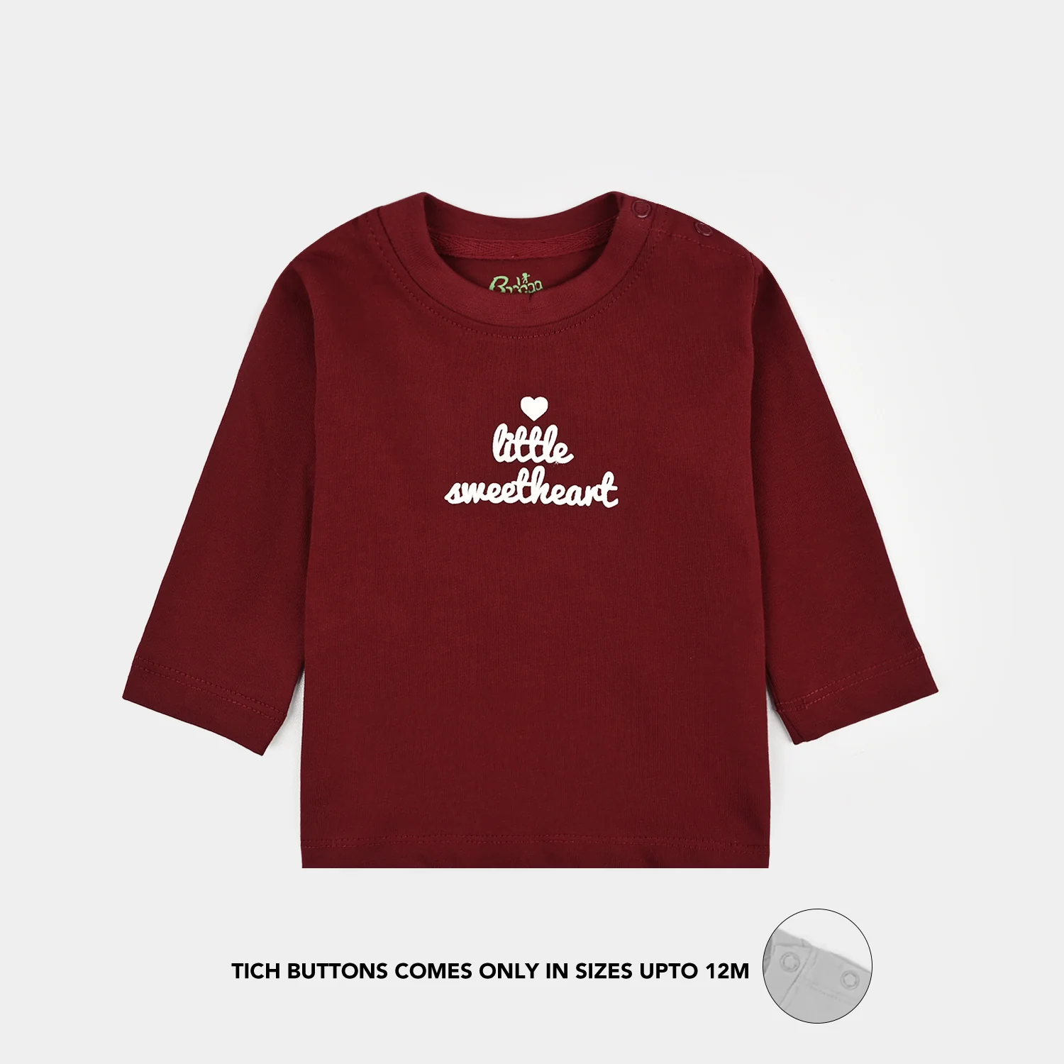 Infant Girls Cotton Jersey T-Shirt little Sweet Heart - Maroon