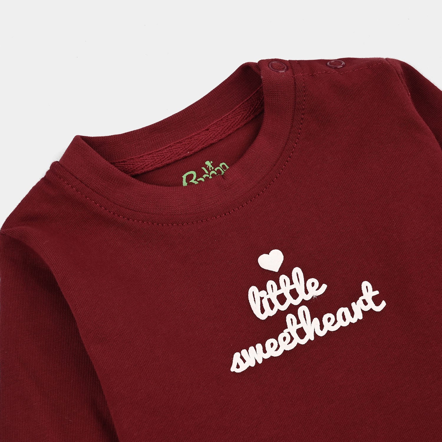 Infant Girls Cotton Jersey T-Shirt little Sweet Heart - Maroon - Image 3