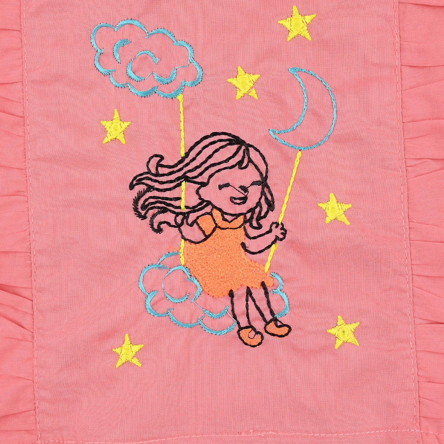 Infant Girls Cotton Poplin Emb 2Pcs Little Twinkle-Pink - Image 4