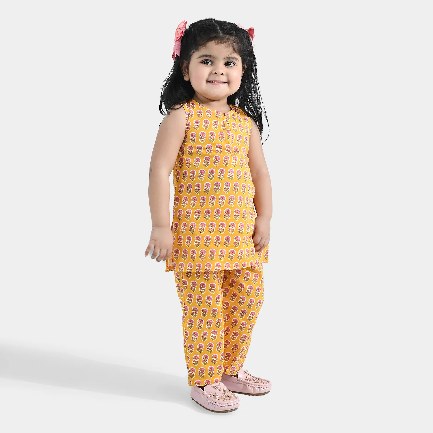 Infant Girls Cotton Printed 2Pcs Daffodil - Multi - Image 3