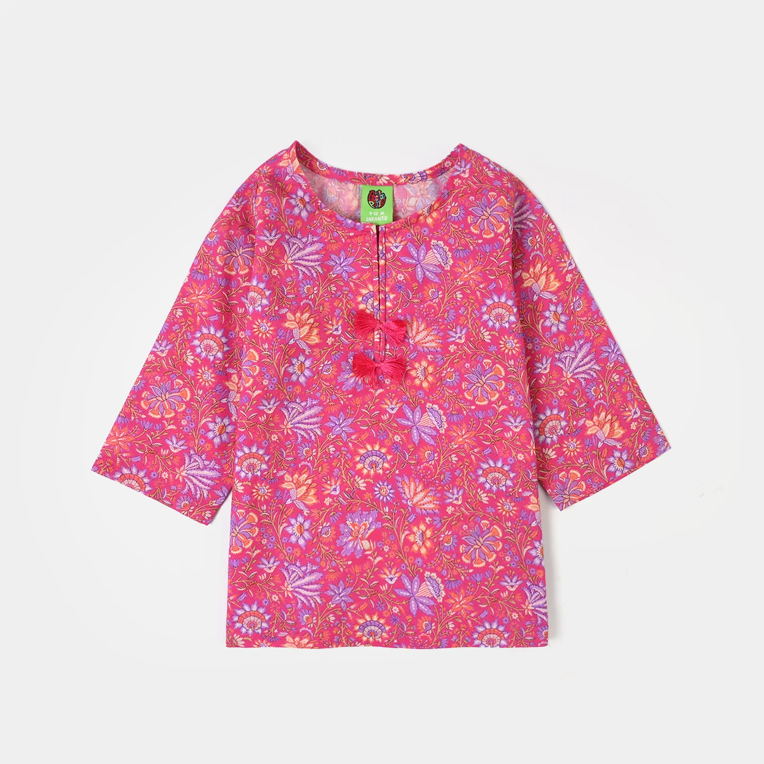 Infant Girls Cotton Printed 2Pcs Floral-PINK - Image 2