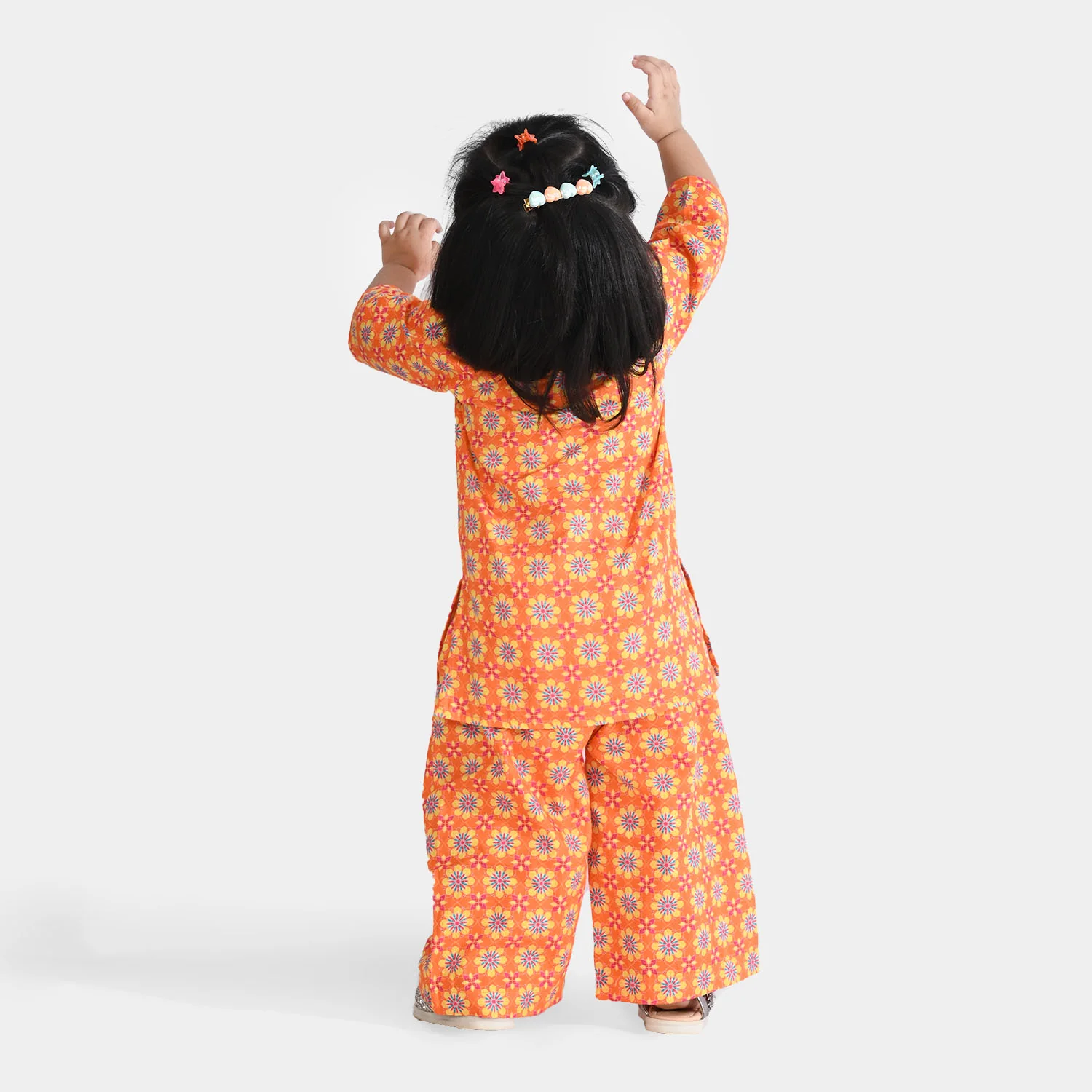 Infant Girls Cotton Printed 2Pcs Orchid - Orange - Image 4