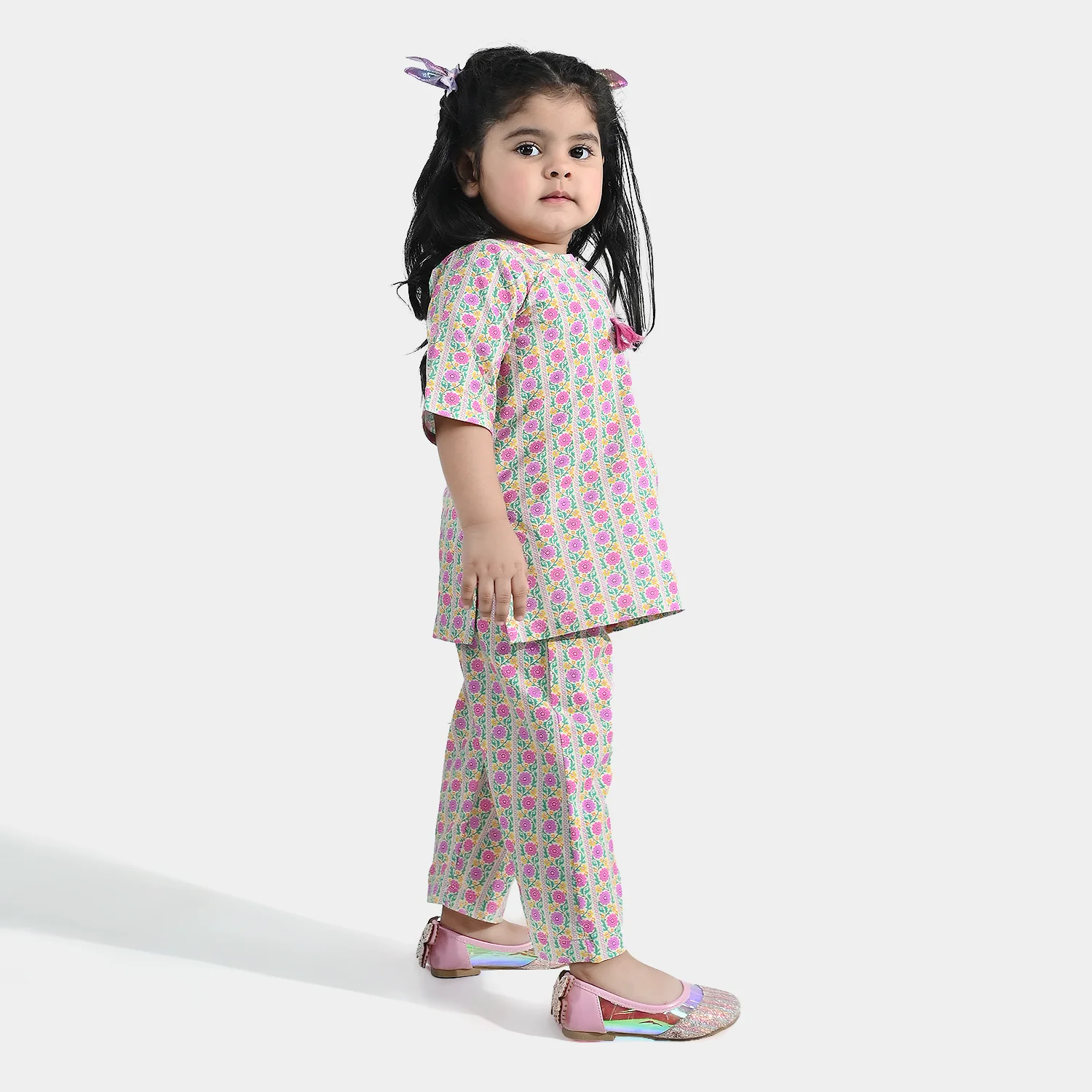 Infant Girls Cotton Printed 2-Piece Set (Rose) - Multi - Image 2