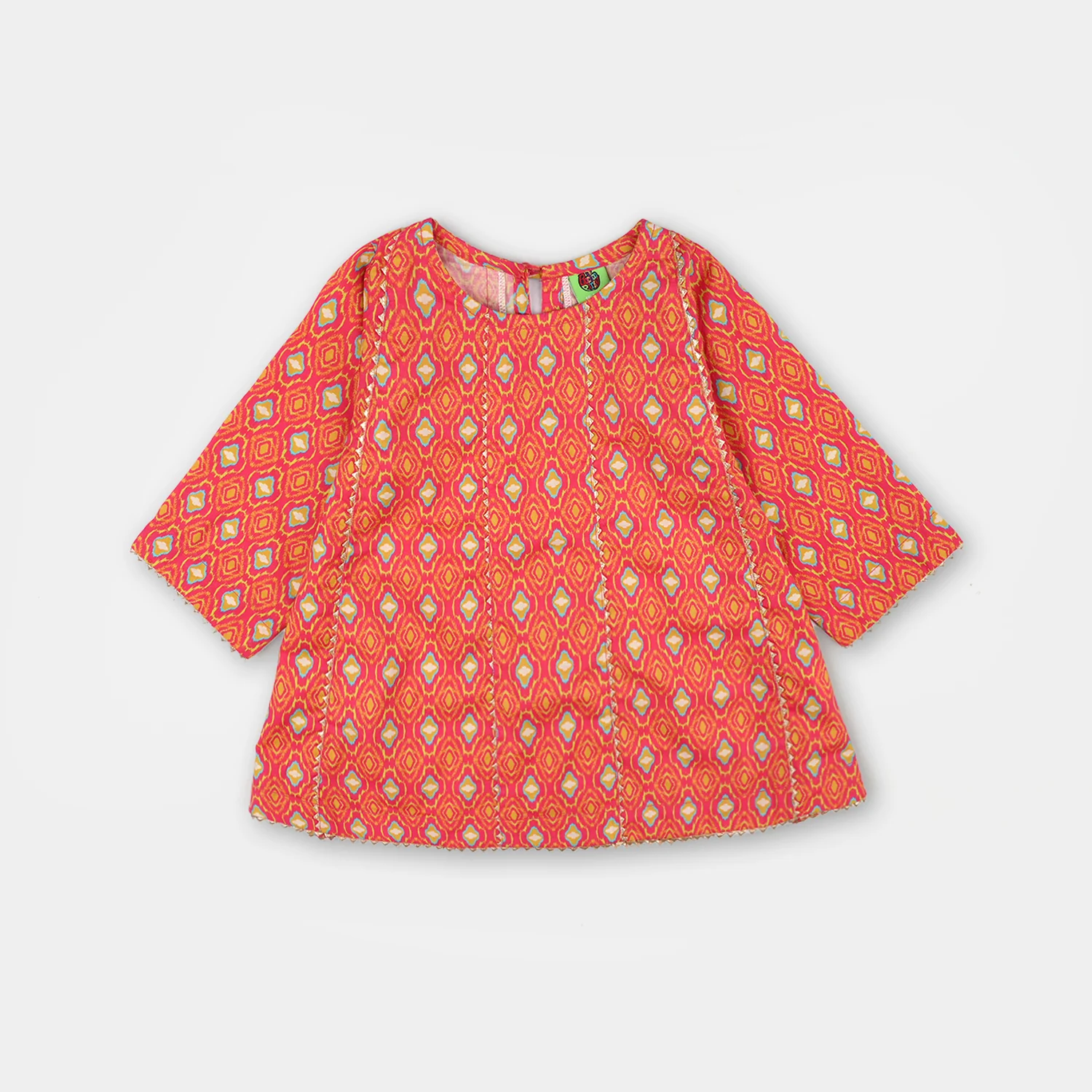 Infant Girls Cotton Printed 3Pcs Pink Koti - Multi - Image 2
