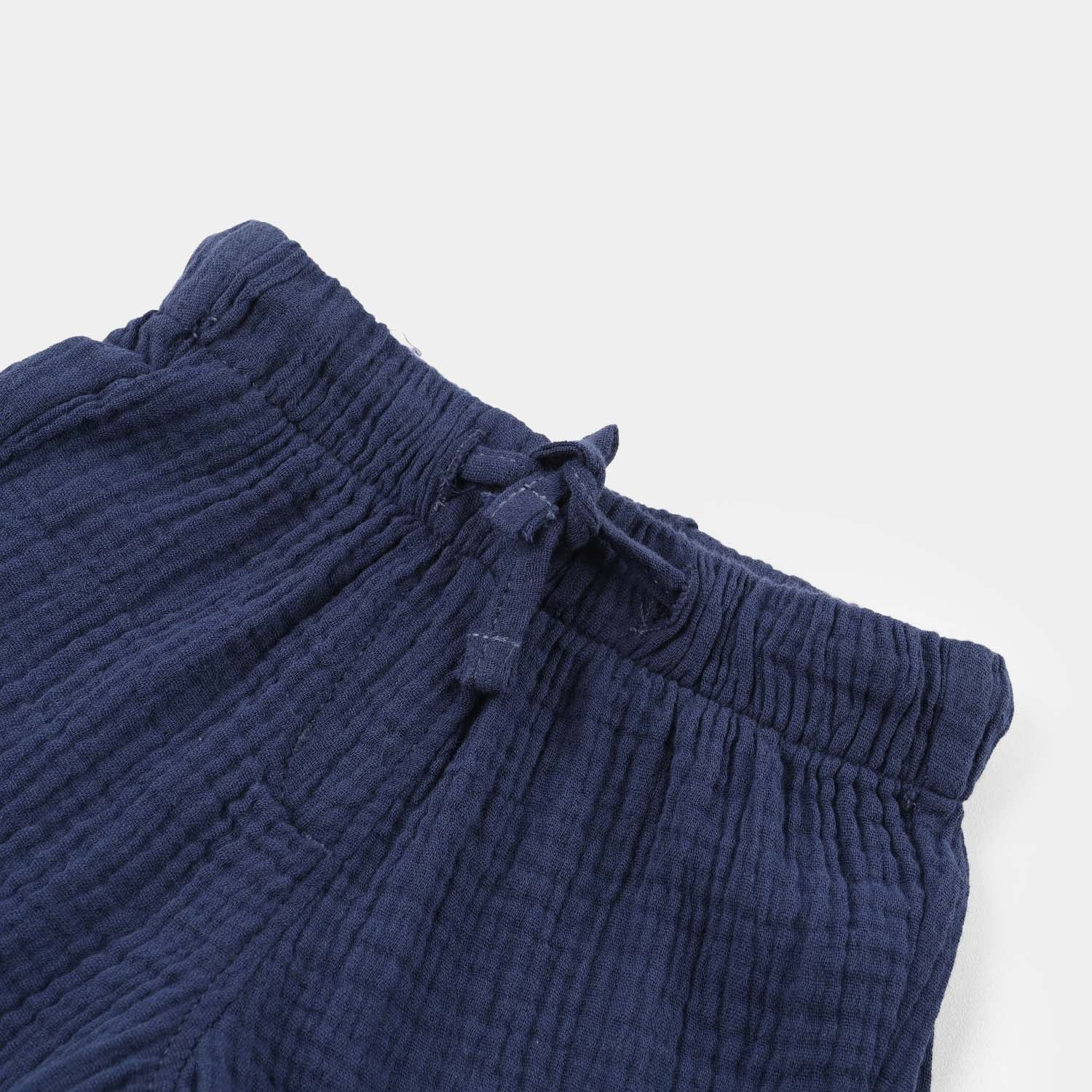 Infant Girls Gauze Cotton Shorts Happy Mood - Blue - Image 2