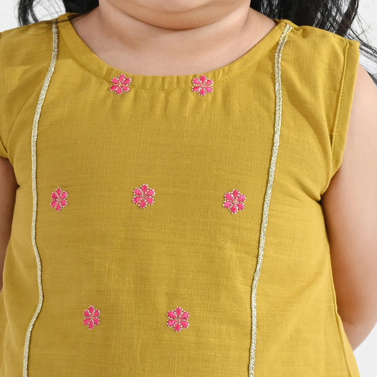 Infant Girls Cotton Slub Emb 2Pcs Roshan Pari-Dhani Green - Image 2