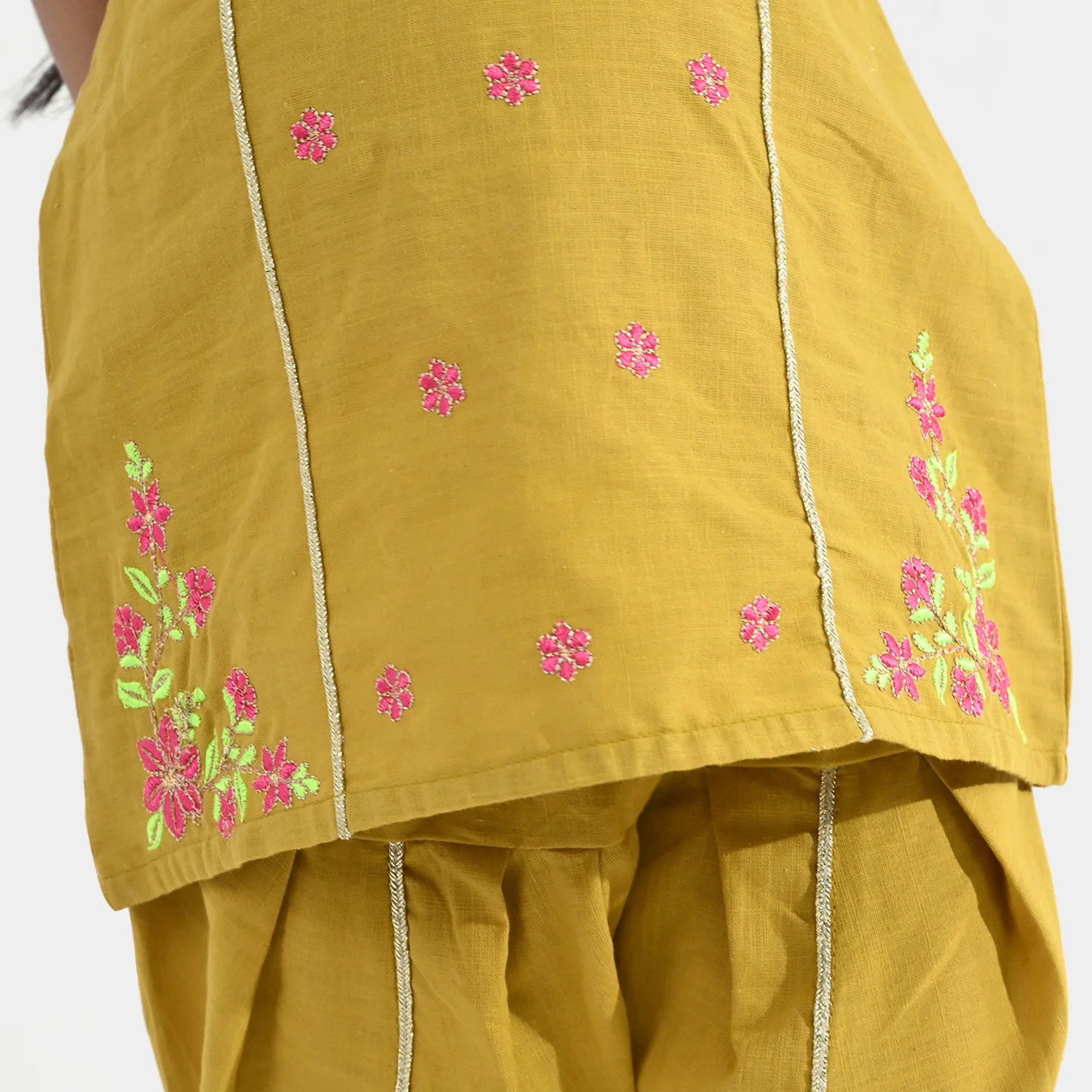 Infant Girls Cotton Slub Emb 2Pcs Roshan Pari-Dhani Green - Image 4