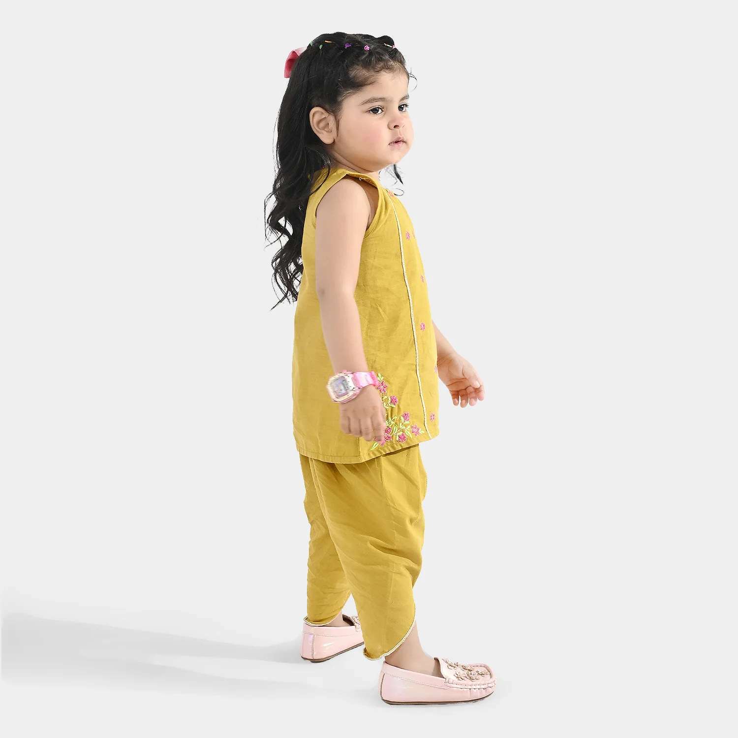 Infant Girls Cotton Slub Emb 2Pcs Roshan Pari-Dhani Green - Image 5