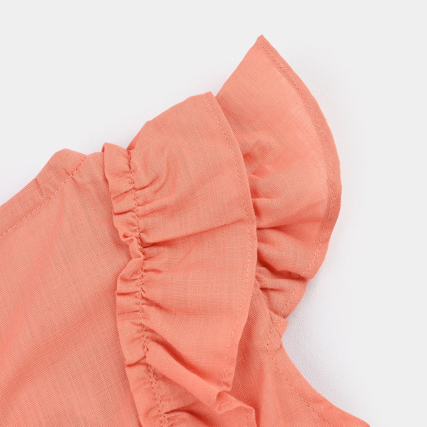 Infant Girls Cotton Slub Woven Romper-Flower Fall-Peach - Image 3