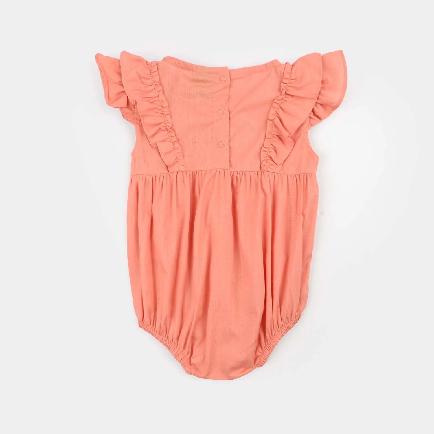 Infant Girls Cotton Slub Woven Romper-Flower Fall-Peach - Image 4