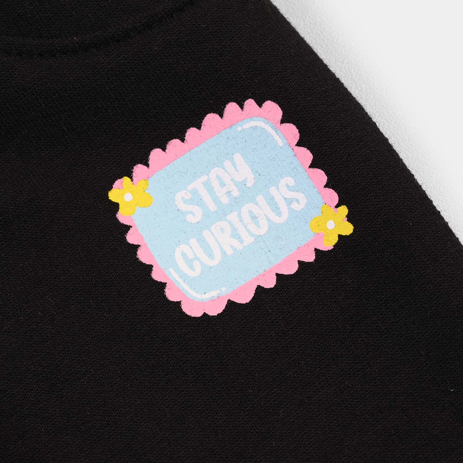 Infant Girls Cotton Terry Pyjama Stay Curious -BLACK - Image 3