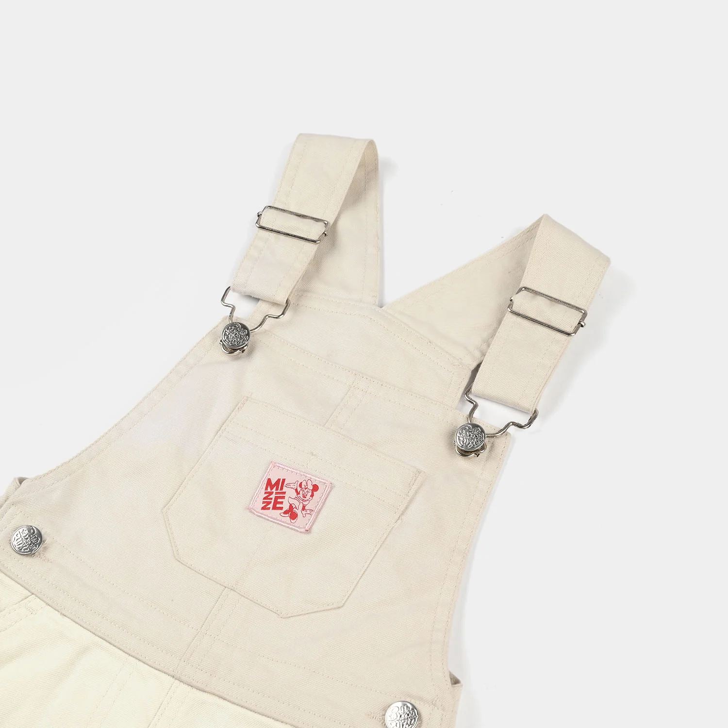 Infant Girls Cotton Twill Overall - Off White - Image 2