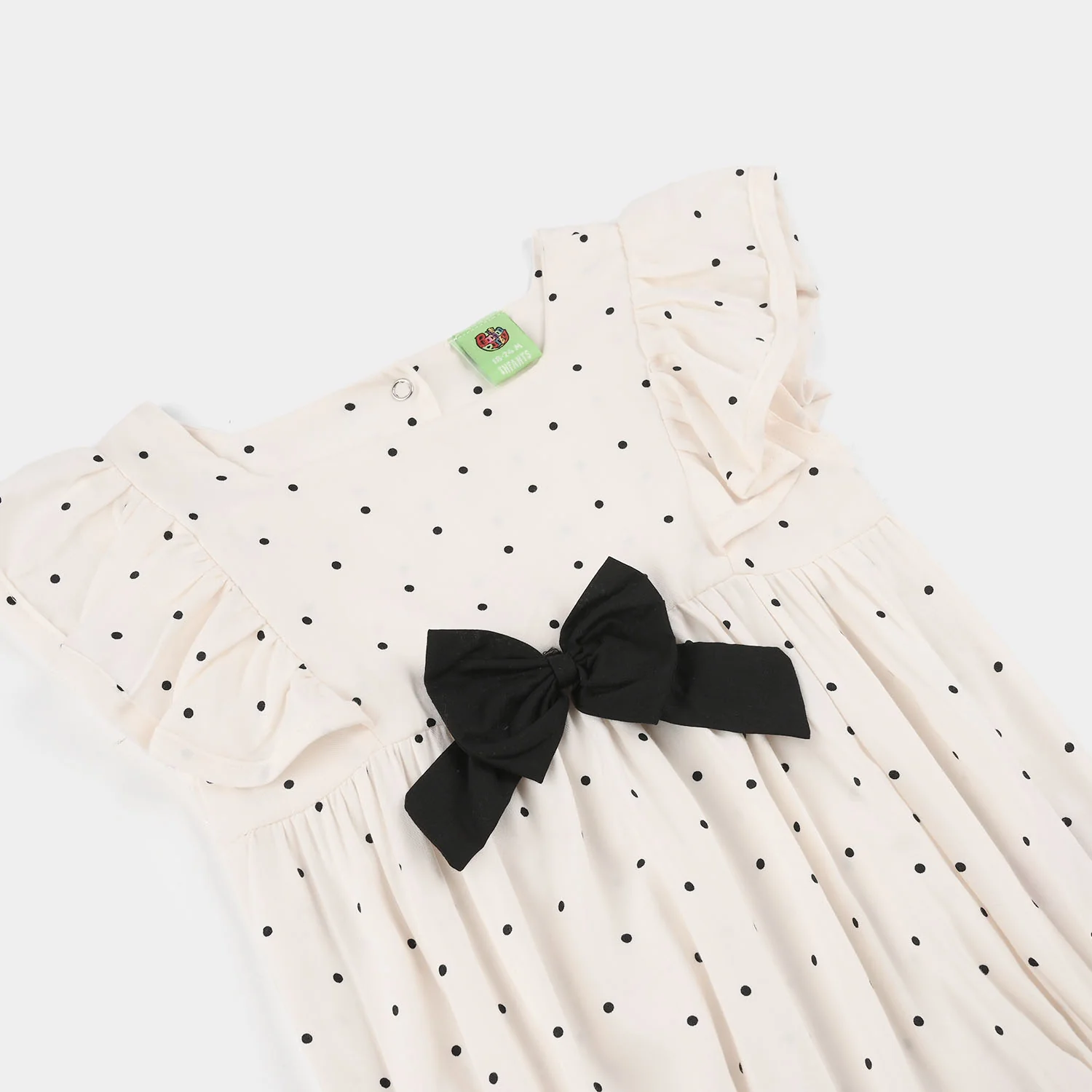 Infant Girls Cotton Viscose Woven Romper (Retro Story) - Off White - Image 2