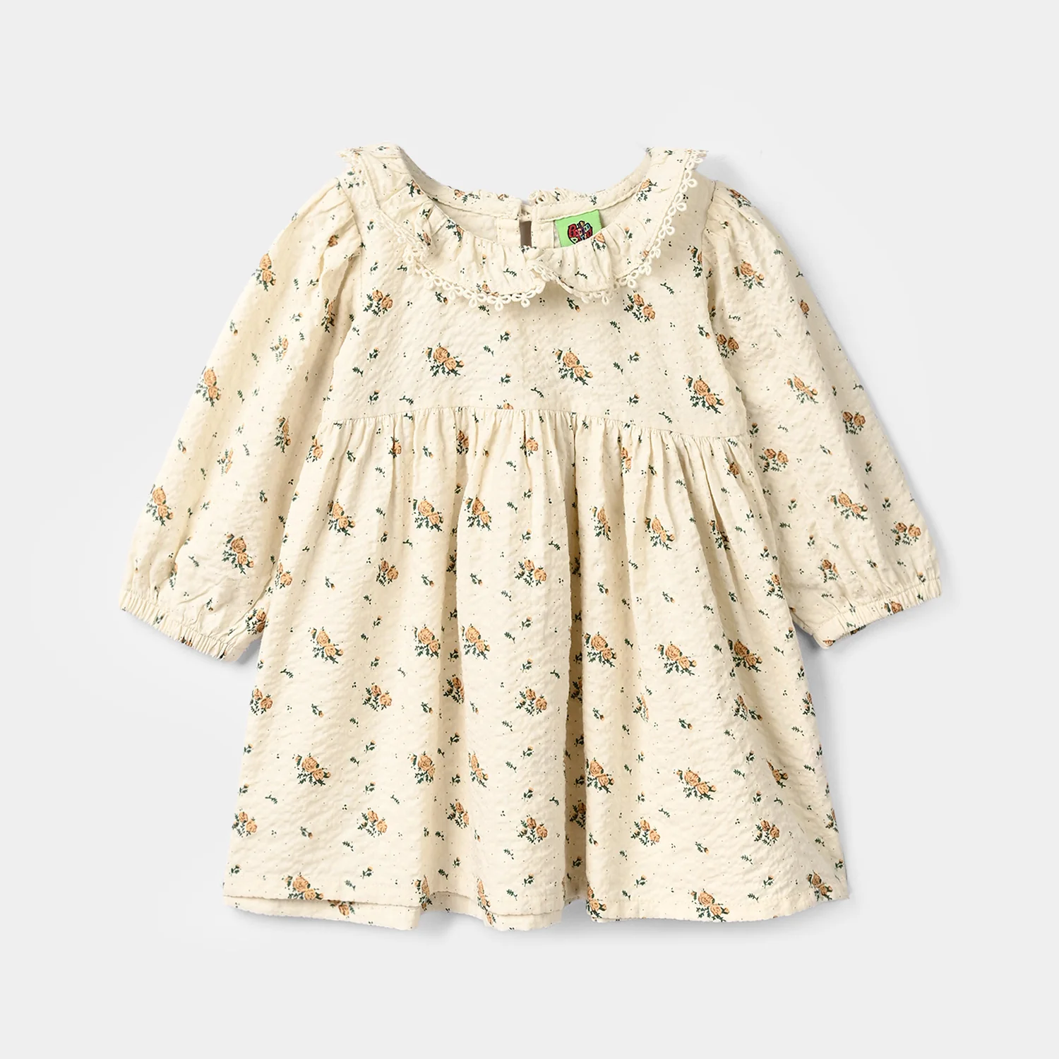 Infant Girls Cotton Viscose Casual Frock Vintage Flora-OFF-White