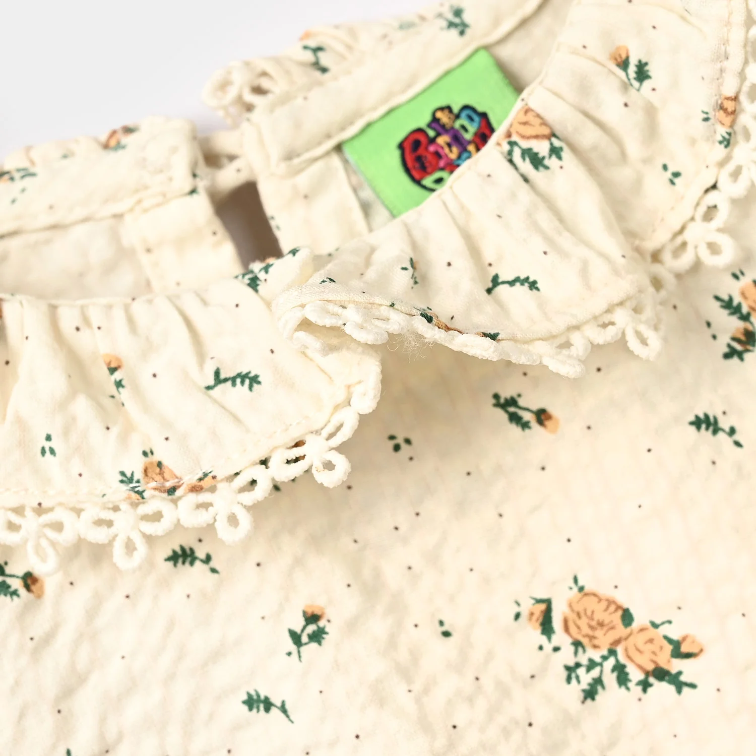 Infant Girls Cotton Viscose Casual Frock Vintage Flora-OFF-White - Image 2
