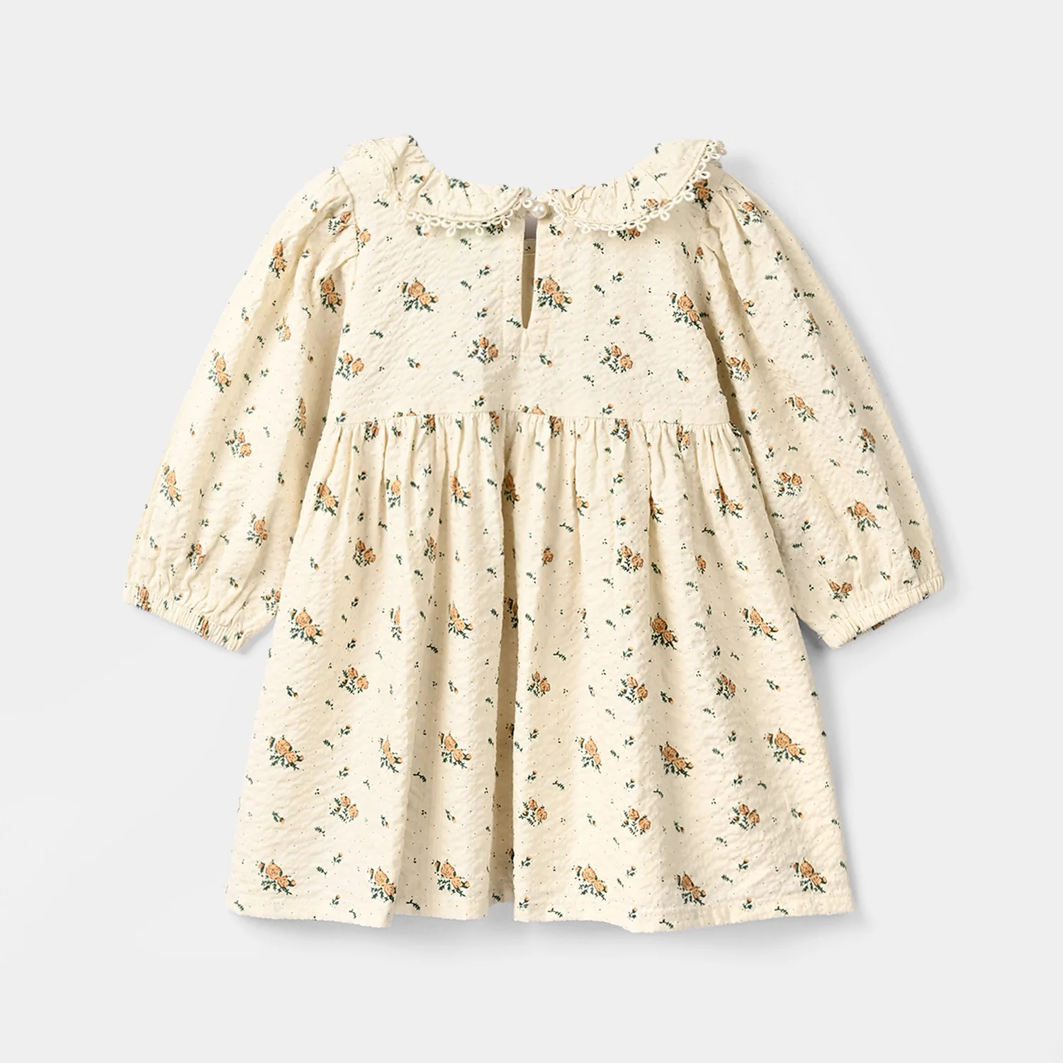 Infant Girls Cotton Viscose Casual Frock Vintage Flora-OFF-White - Image 4