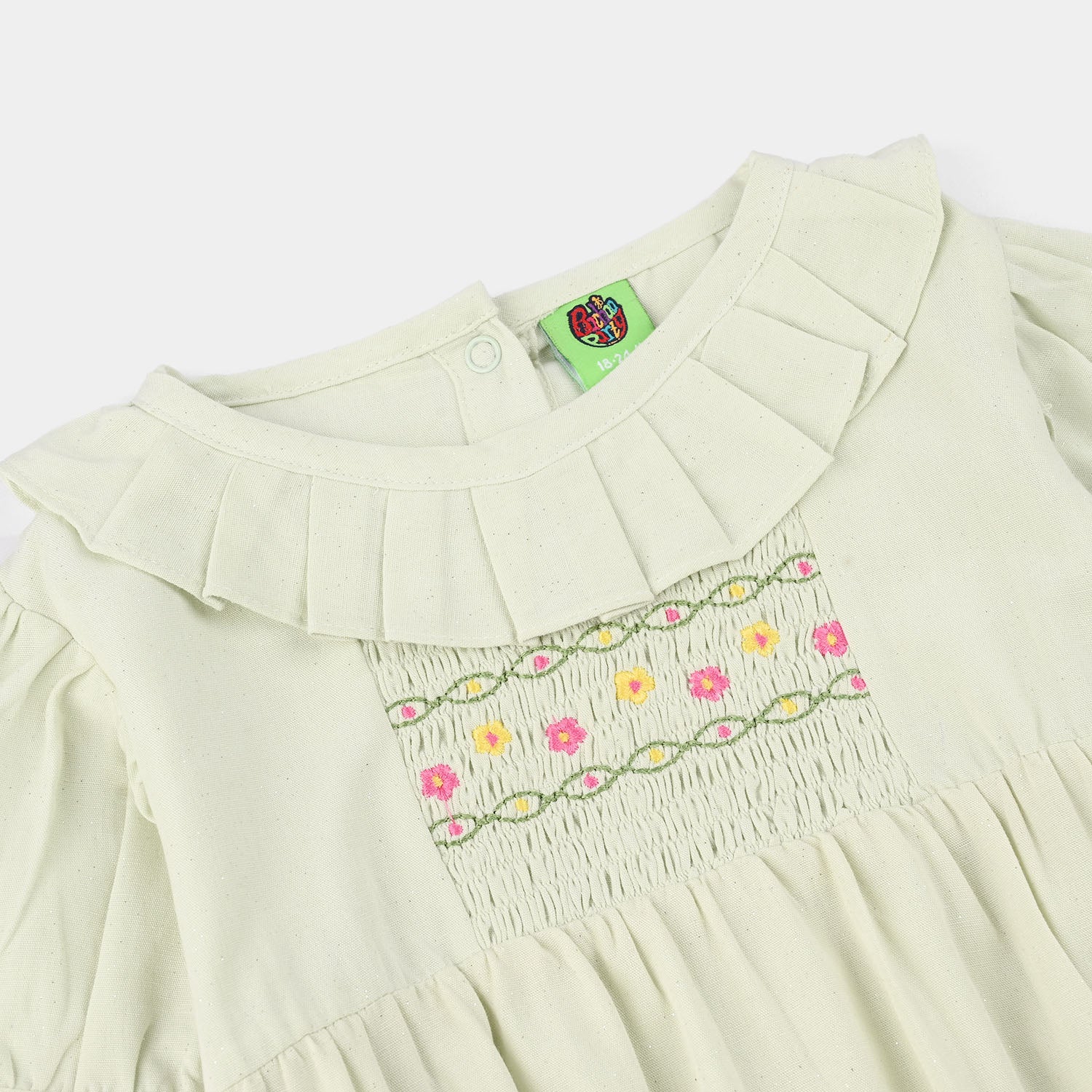 Infant Girls Cotton Woven Romper (Mini Sparkle) - Sea Green - Image 2