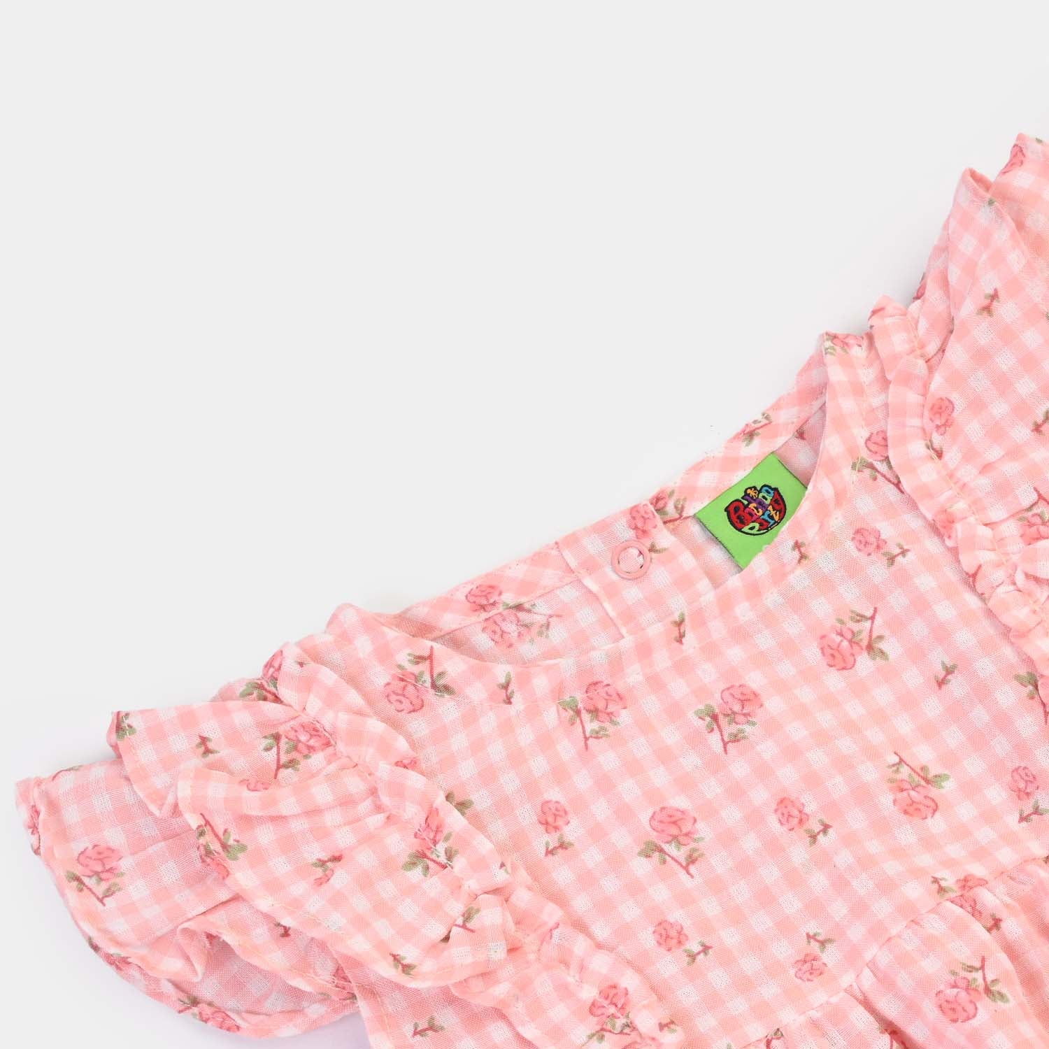 Infant Girls Cotton Woven Romper Strawberry - Pink - Image 2