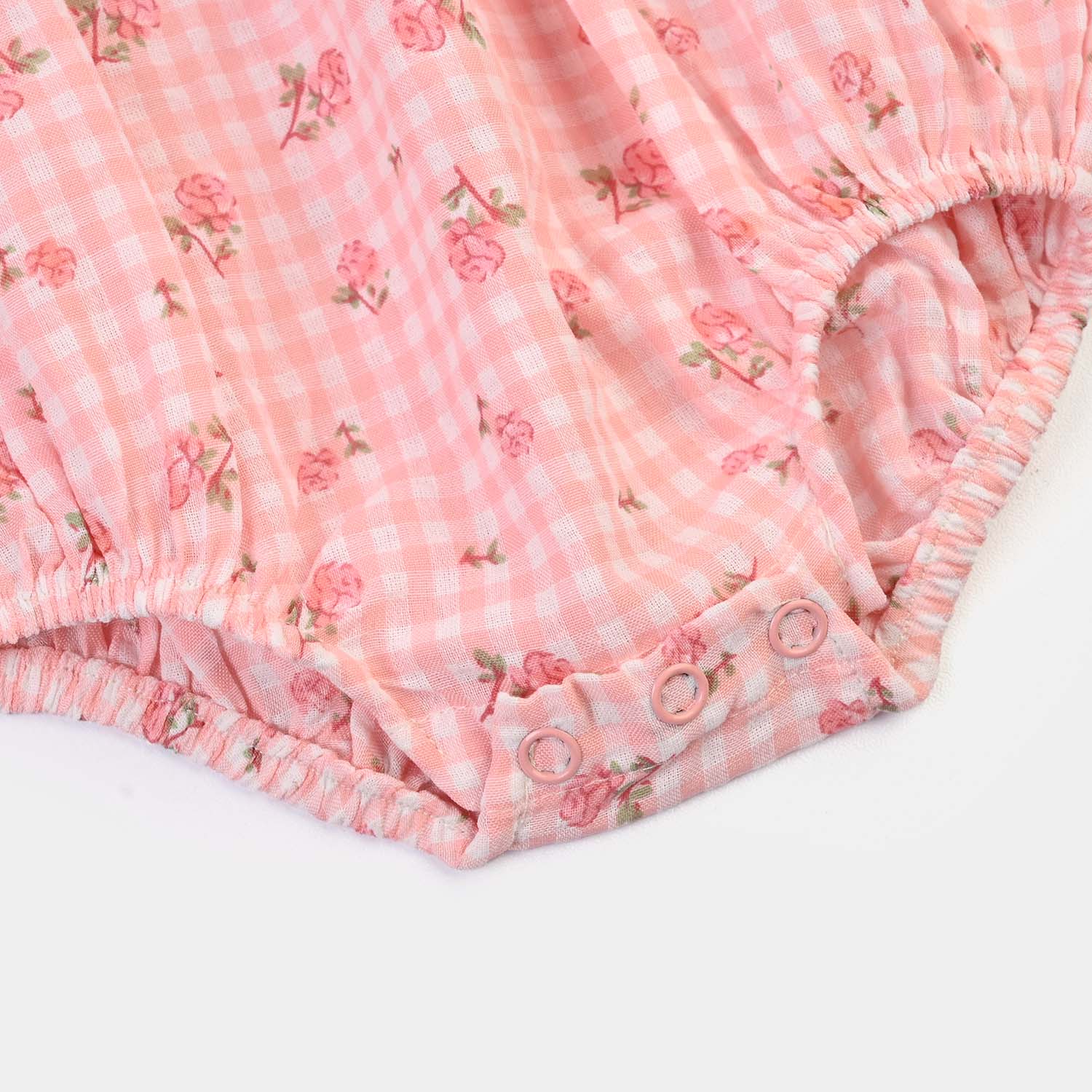 Infant Girls Cotton Woven Romper Strawberry - Pink - Image 3