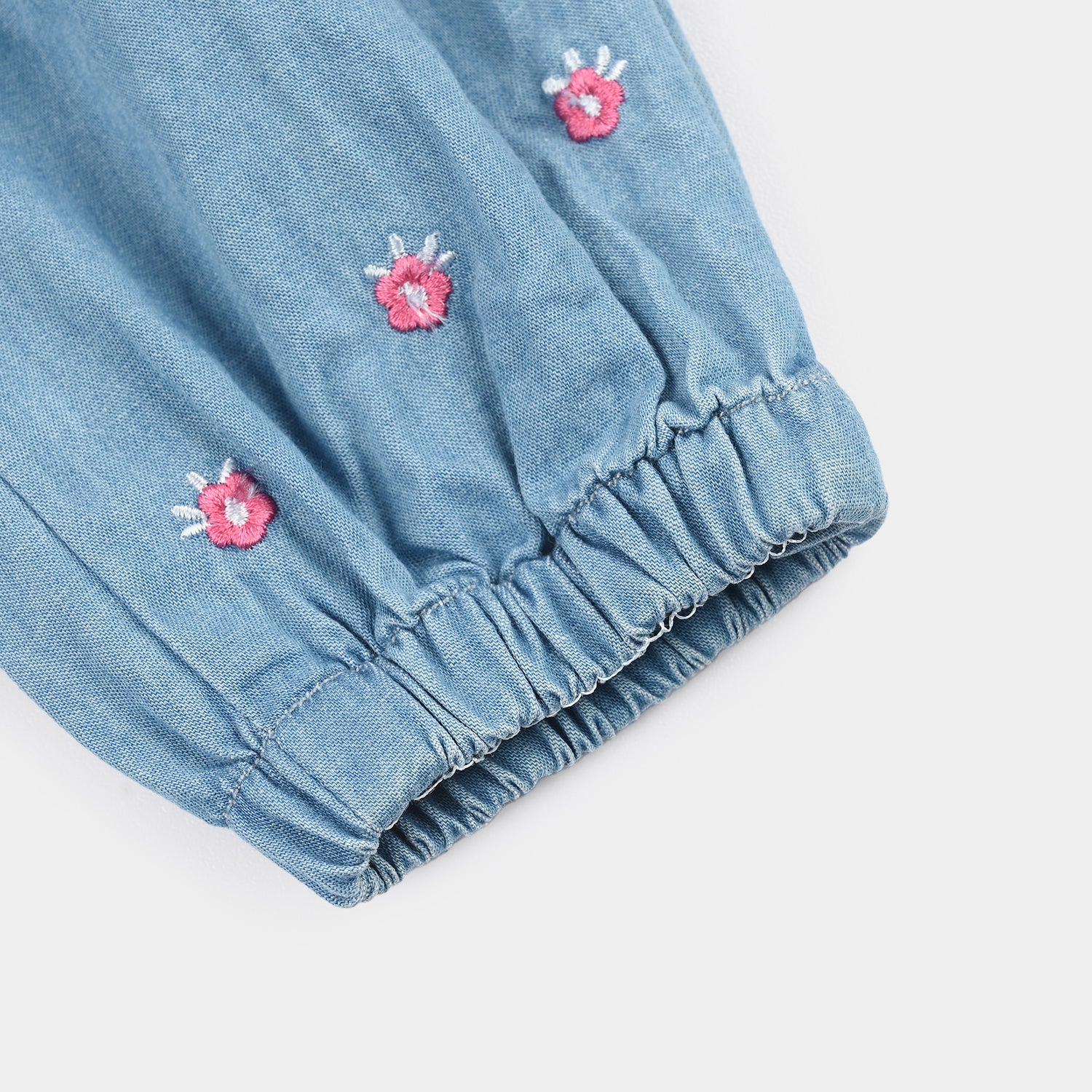 Infant Girls Denim Rigid Overall (Embroidery) - Mid Blue - Image 3