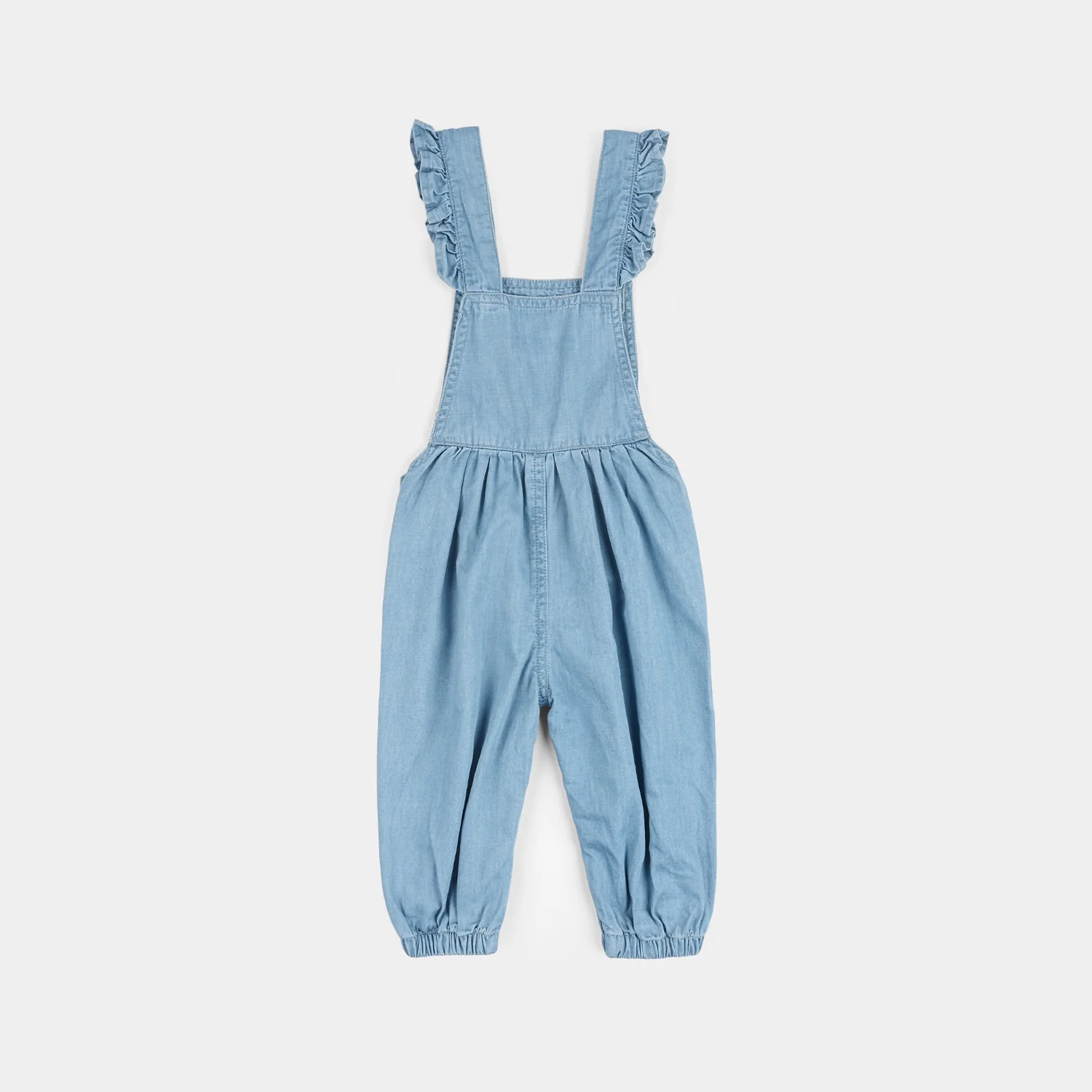 Infant Girls Denim Rigid Overall (Embroidery) - Mid Blue - Image 4