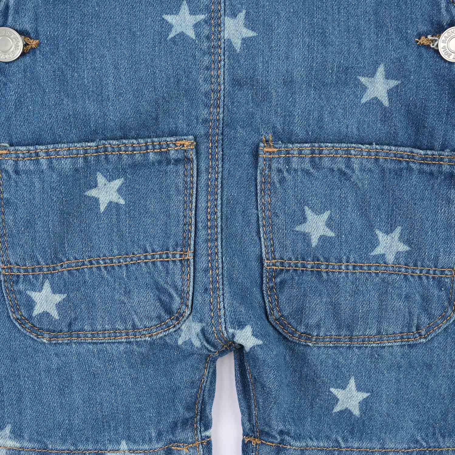 Infant Girls Denim rigid Dangri Stars-Mid Blue - Image 3
