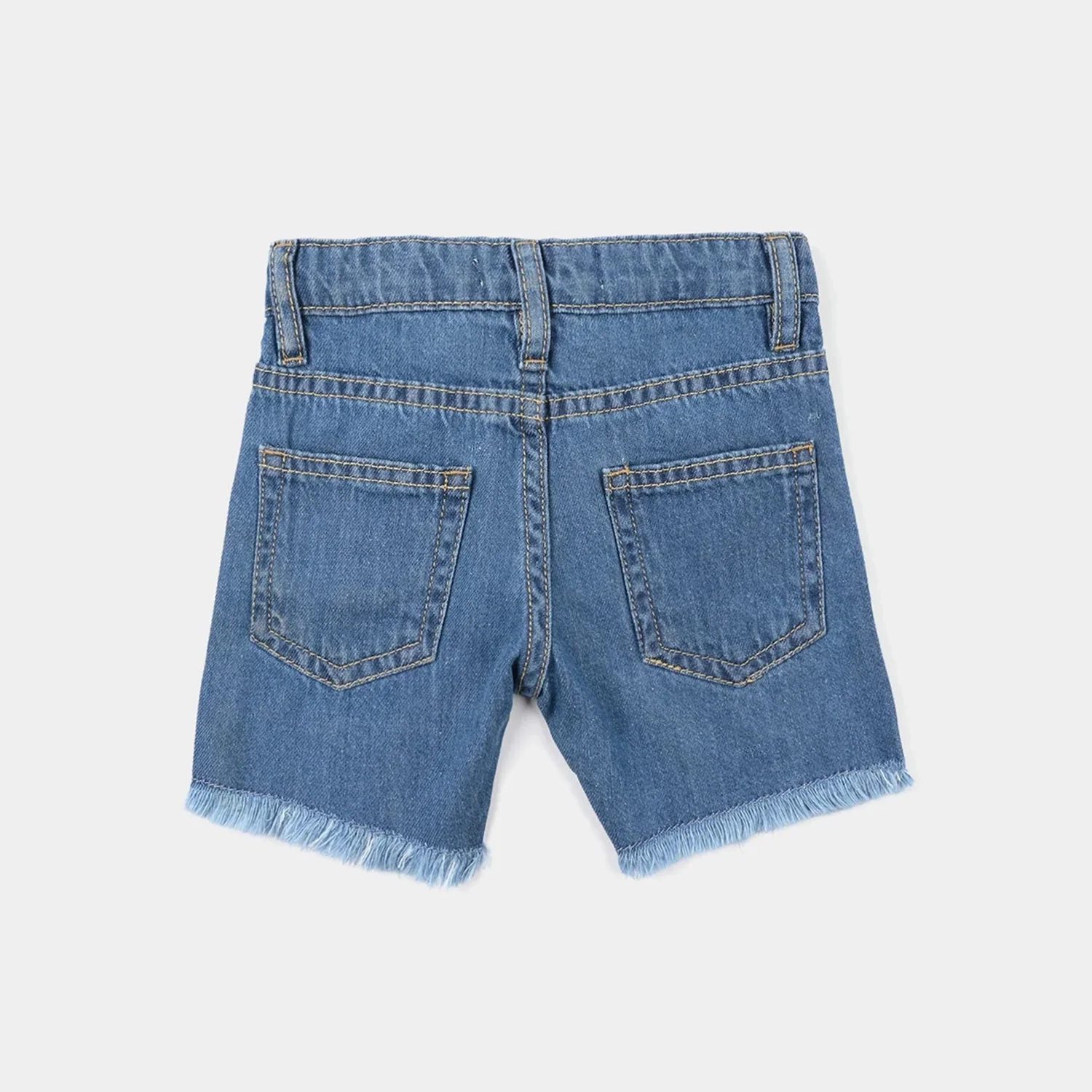 Infant Girls Denim Rigid Shorts (BUTTERFLY) - Mid Blue - Image 4