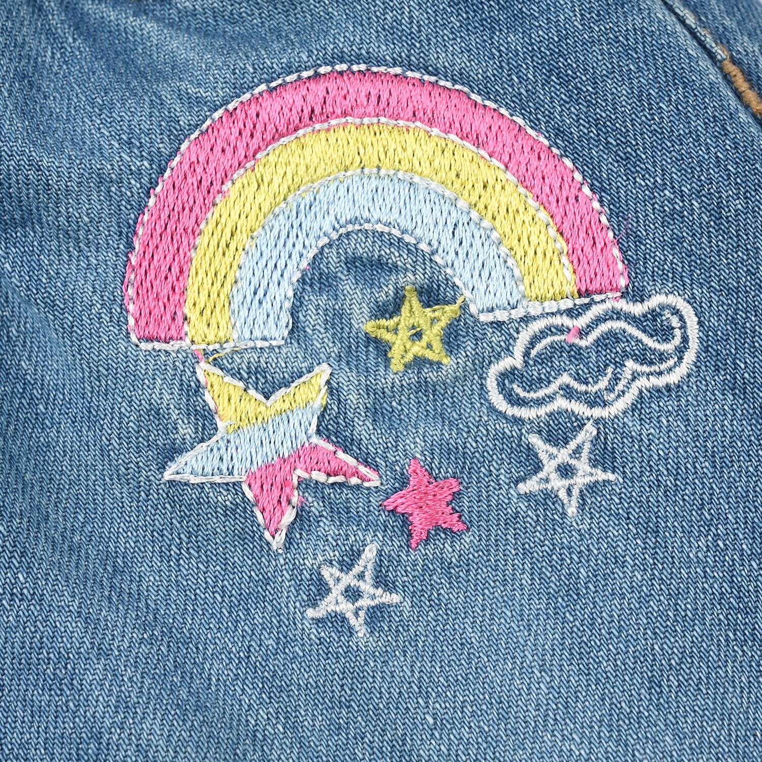 Infant Girls Denim Rigid Shorts - Mid Blue - Image 2