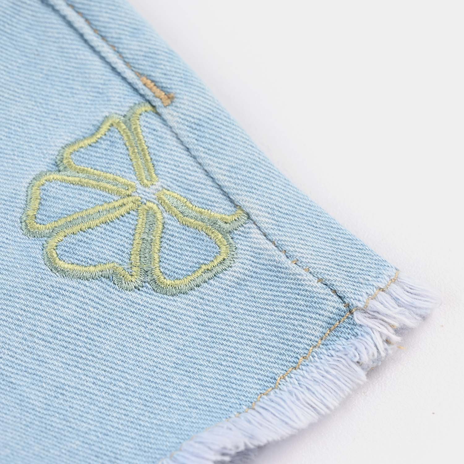 Infant Girls Denim rigid Short Floral EMB-Ice.Blue - Image 3
