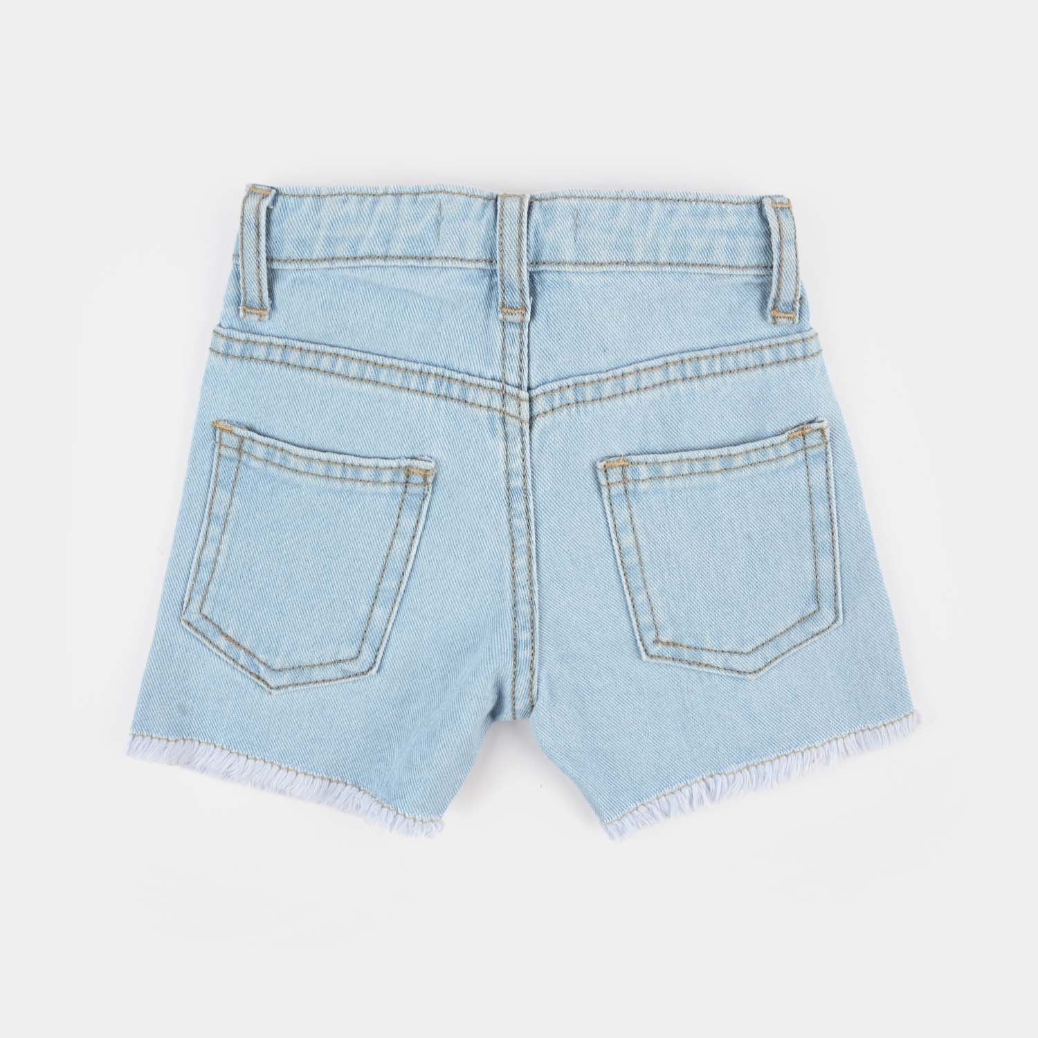 Infant Girls Denim rigid Short Floral EMB-Ice.Blue - Image 4