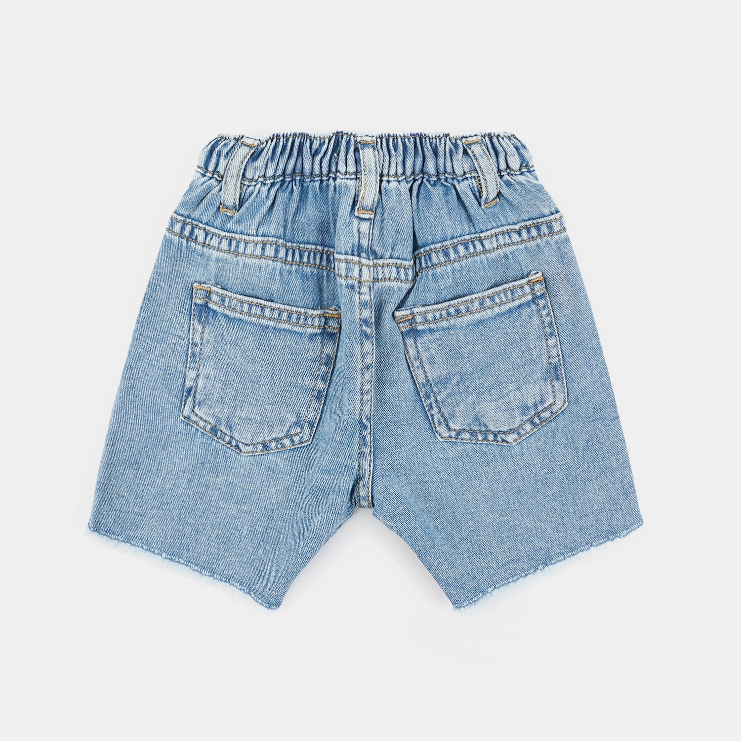 Infant Girls Denim Rigid Short Floral Embroidered – Light Blue - Image 4