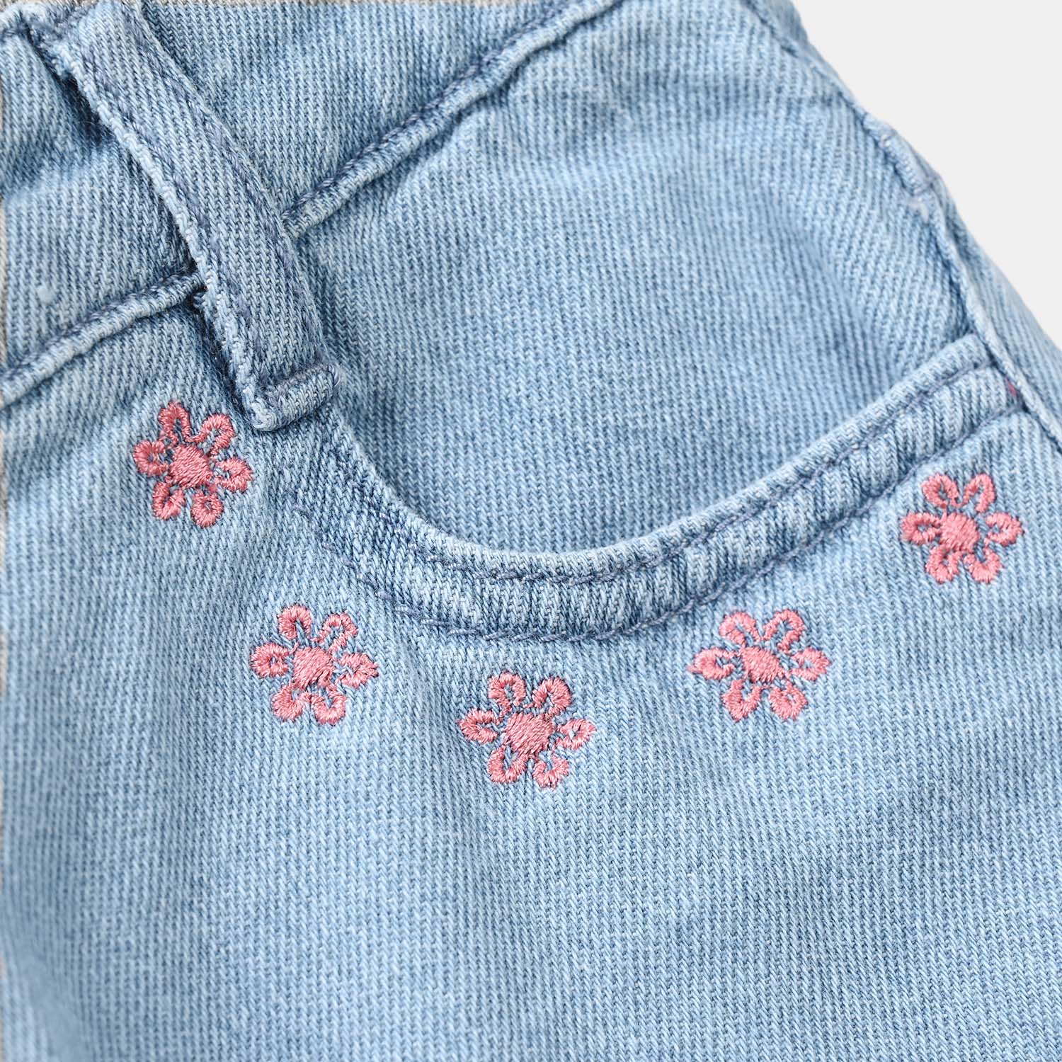 Infant Girls Denim Rigid Shorts - Light Blue - Image 2