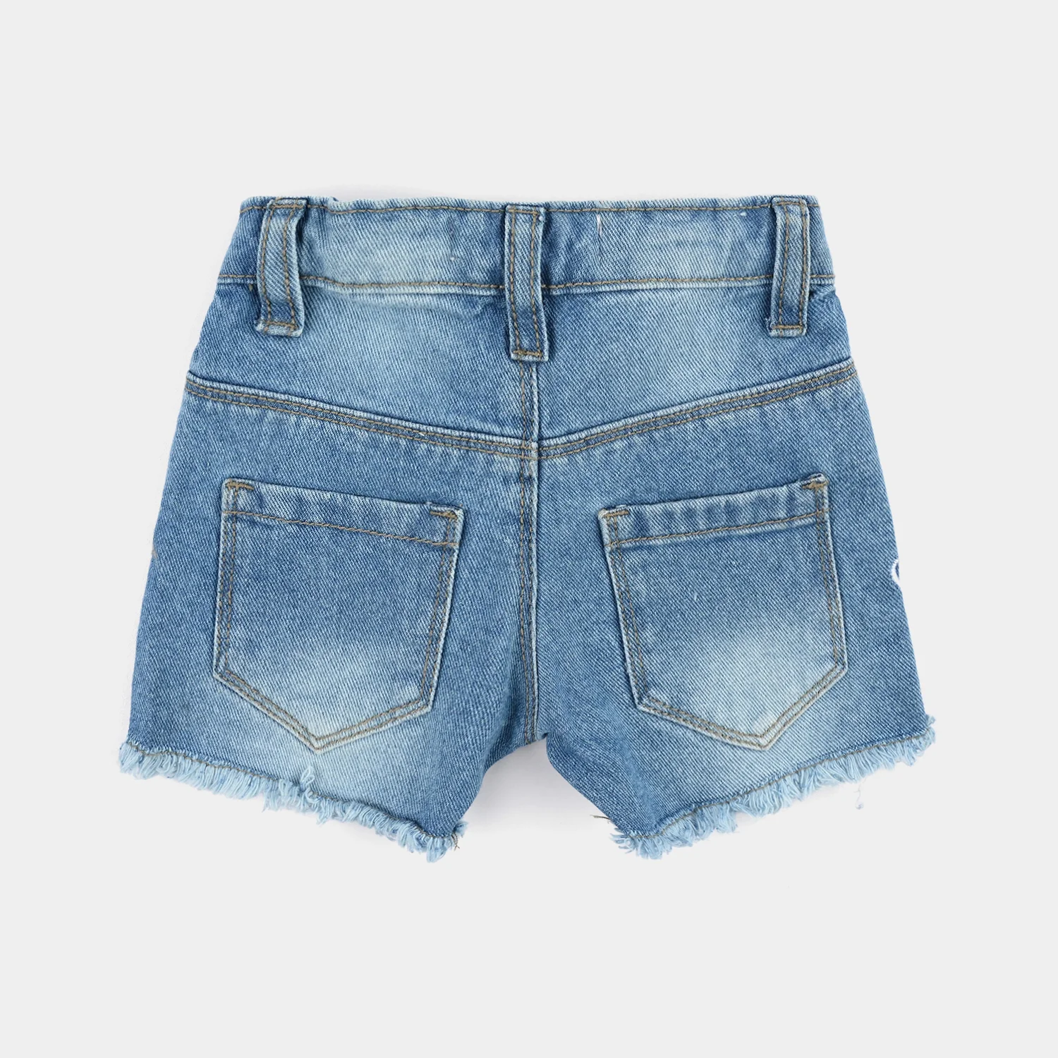 Infant Girls Denim rigid Short Flowers-Mid Blue - Image 4