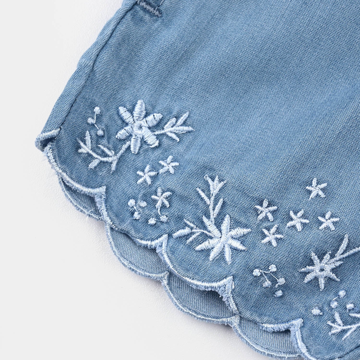 Infant Girls Denim rigid Short Petals-Light Blue - Image 3