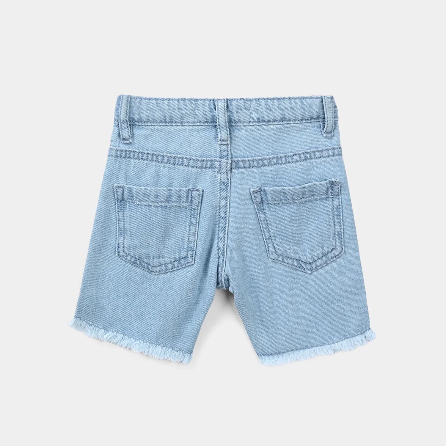 Infant Girls Denim Rigid Shorts - Light Blue - Image 4